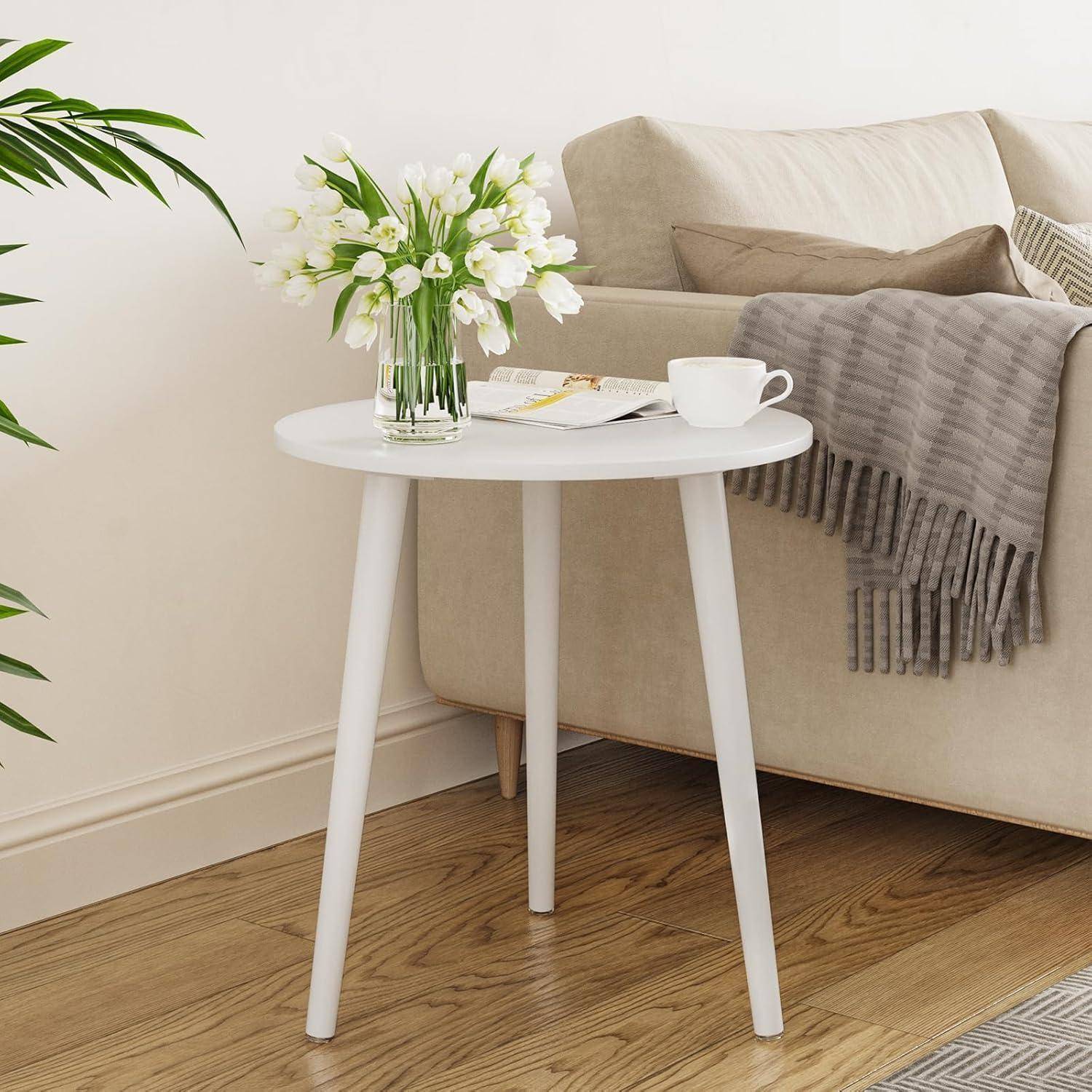 Beistelltisch rund Ø 42 cm, Höhe 51 cm, Sofatisch Massivholz