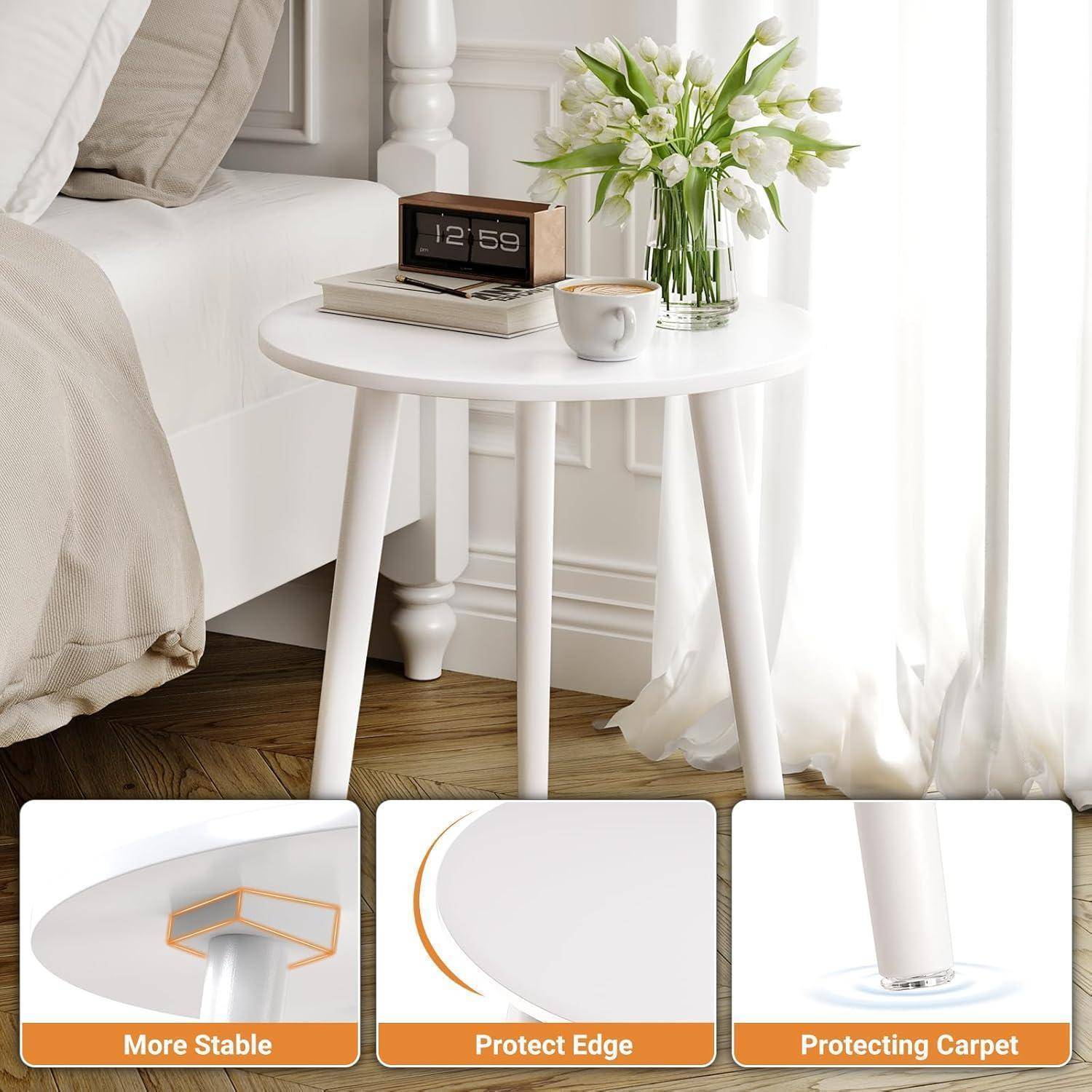 Beistelltisch rund Ø 42 cm, Höhe 51 cm, Sofatisch Massivholz