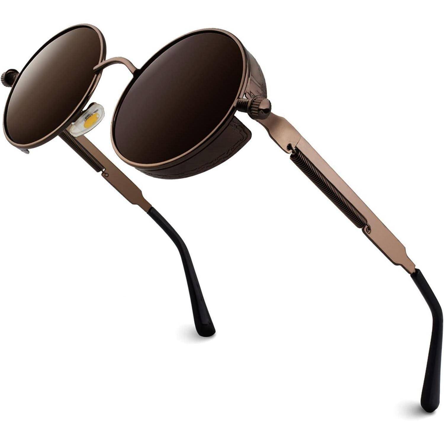 Retro Runde Steampunk Sonnenbrille Polarisiert UV400