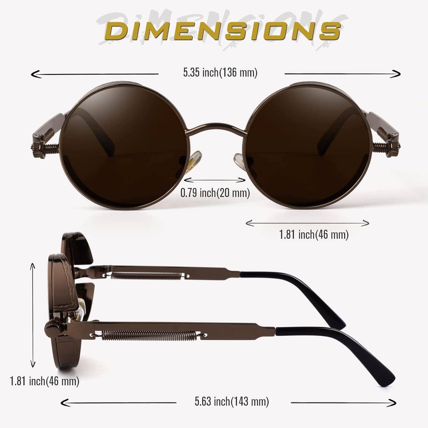Retro Runde Steampunk Sonnenbrille Polarisiert UV400