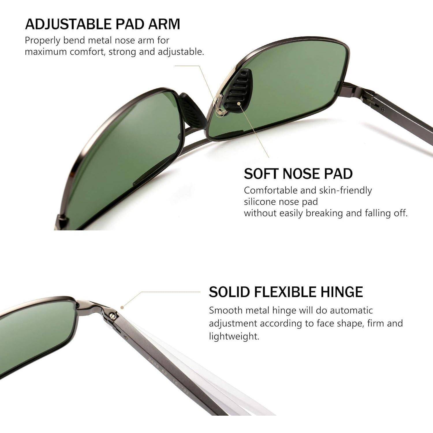 Ultraleichte Polarisierte Sonnenbrille Herren Rechteckig UV400-Schutz