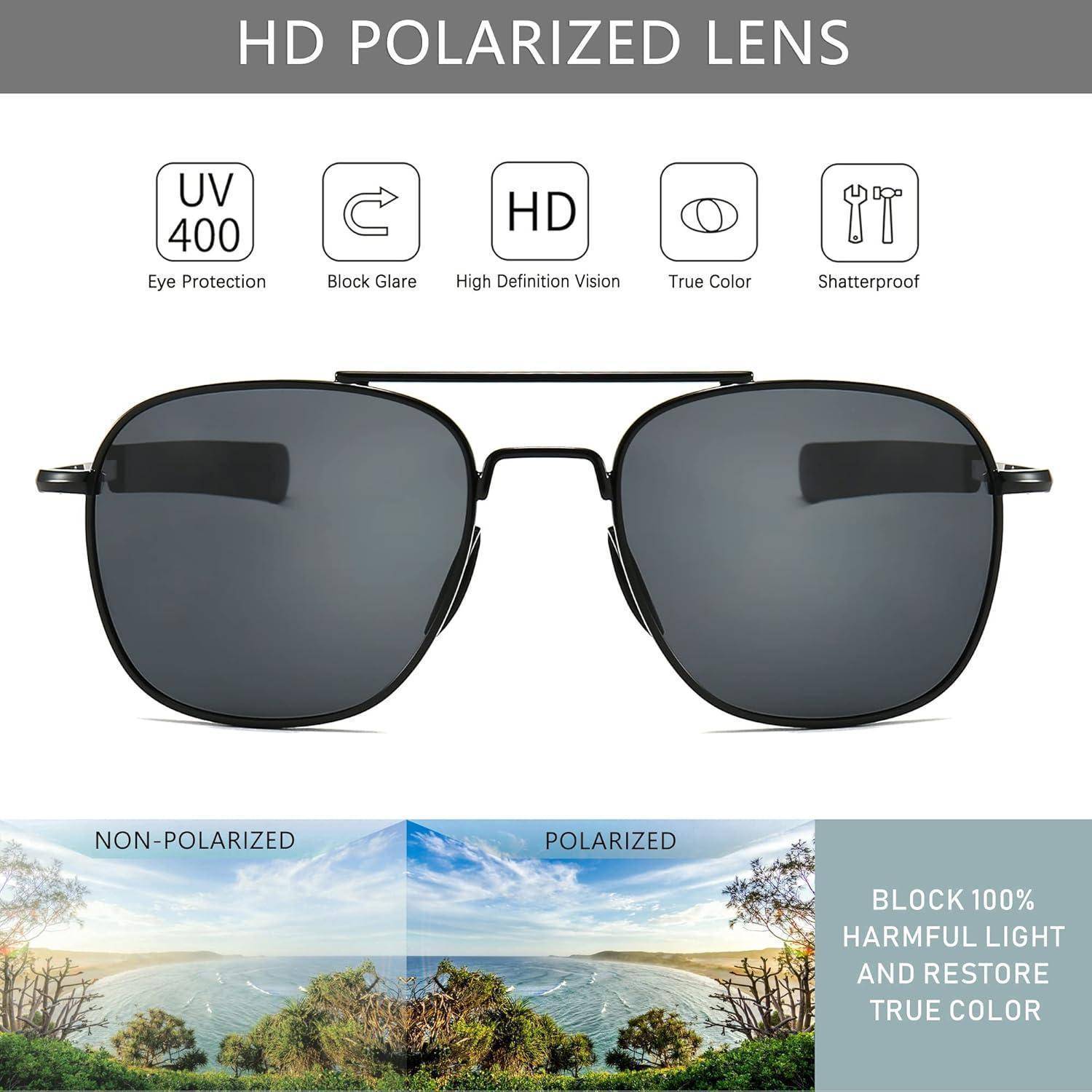 Herren Polarisierte Piloten Sonnenbrille Militär Style