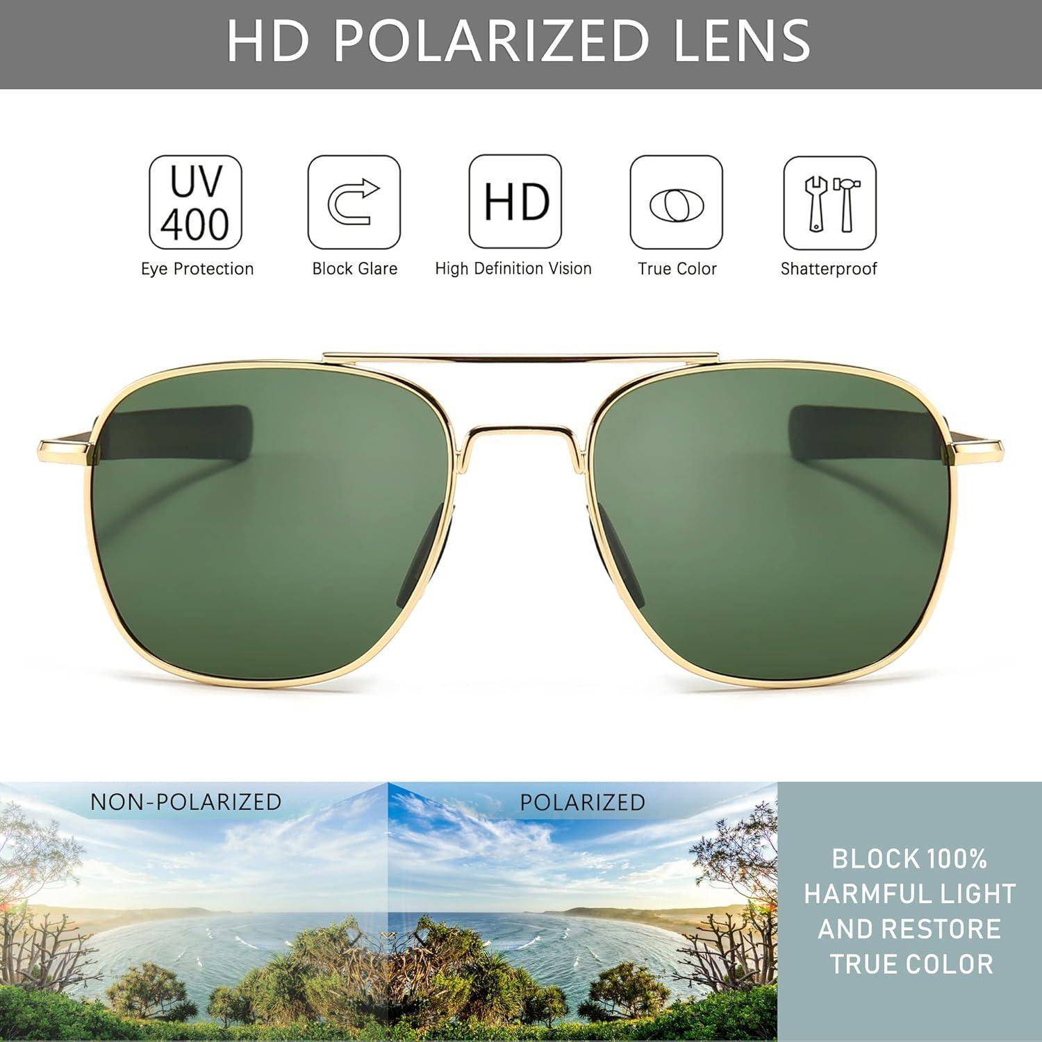 Herren Sonnenbrille Pilot Style Polarisiert Bajonett-Tempel