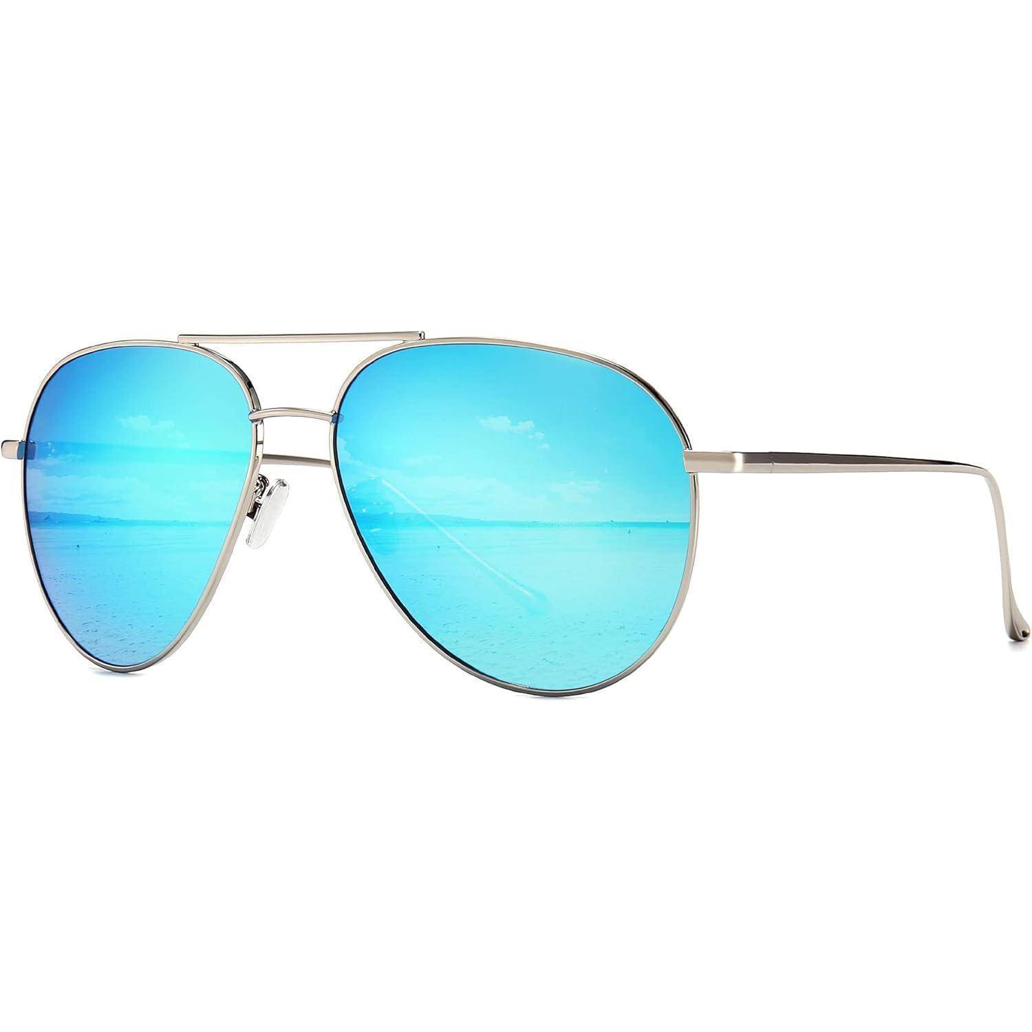 Übergroße polarisierte Sonnenbrille für Frauen, Pilotenform, bunte