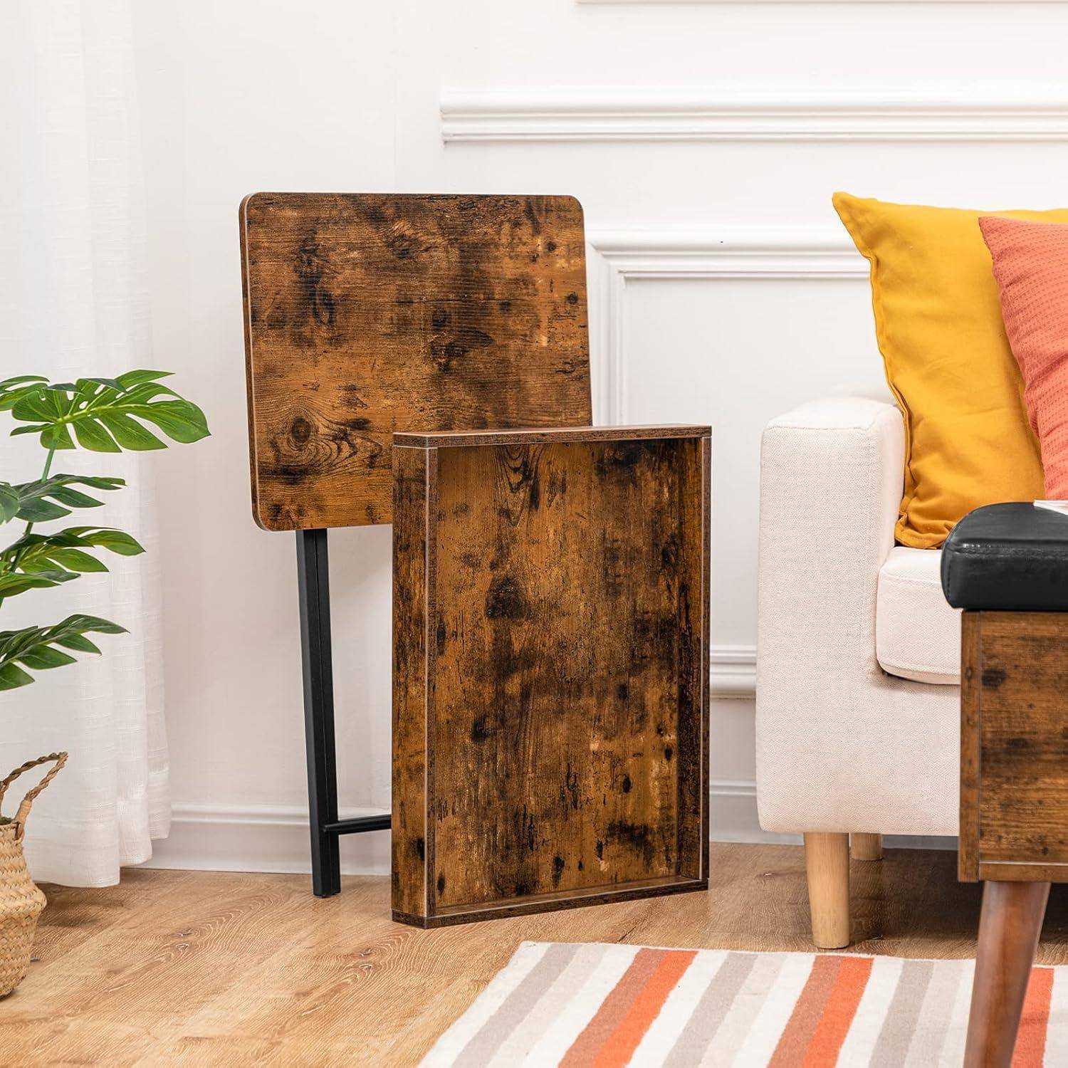 Beistelltisch mit Tablett klappbar abnehmbarem Holz Industriestil