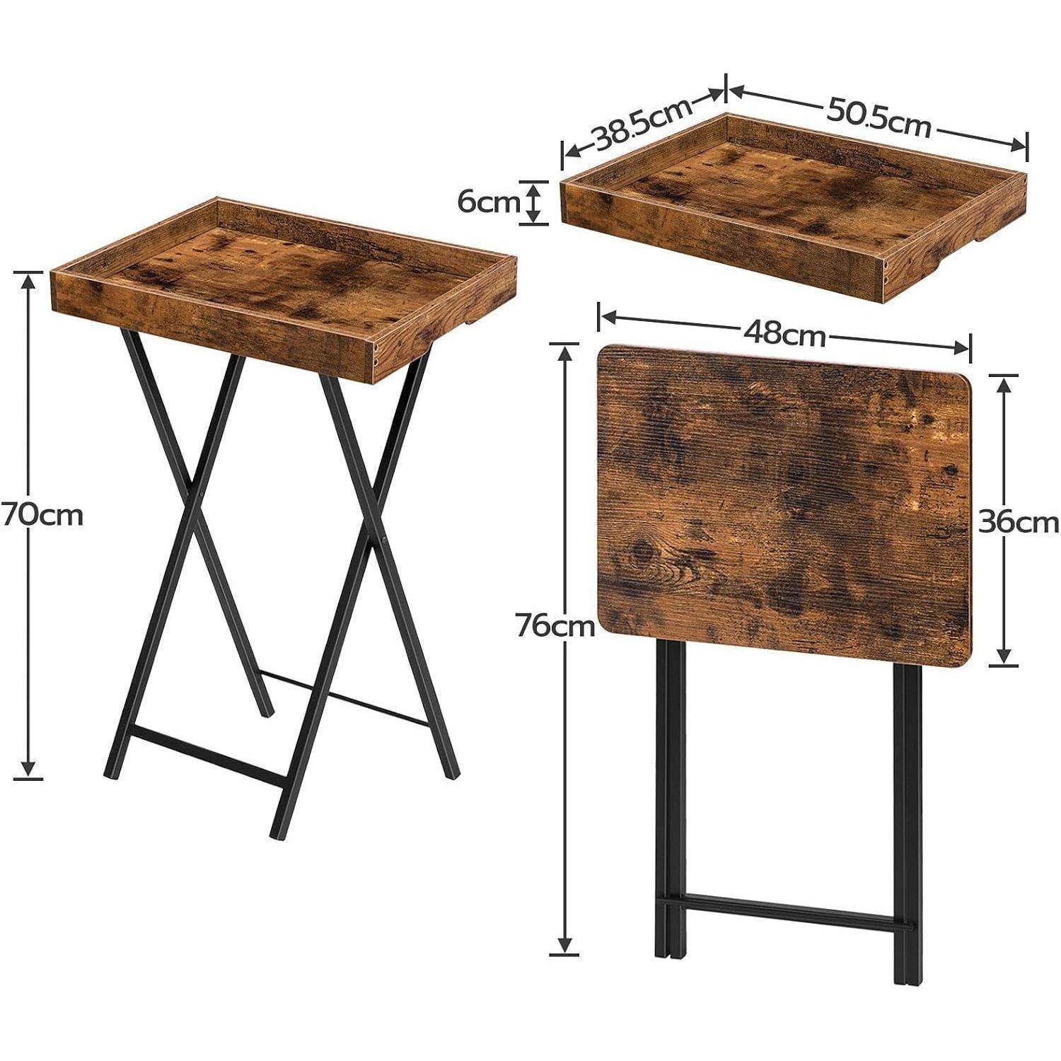 Beistelltisch mit Tablett klappbar abnehmbarem Holz Industriestil