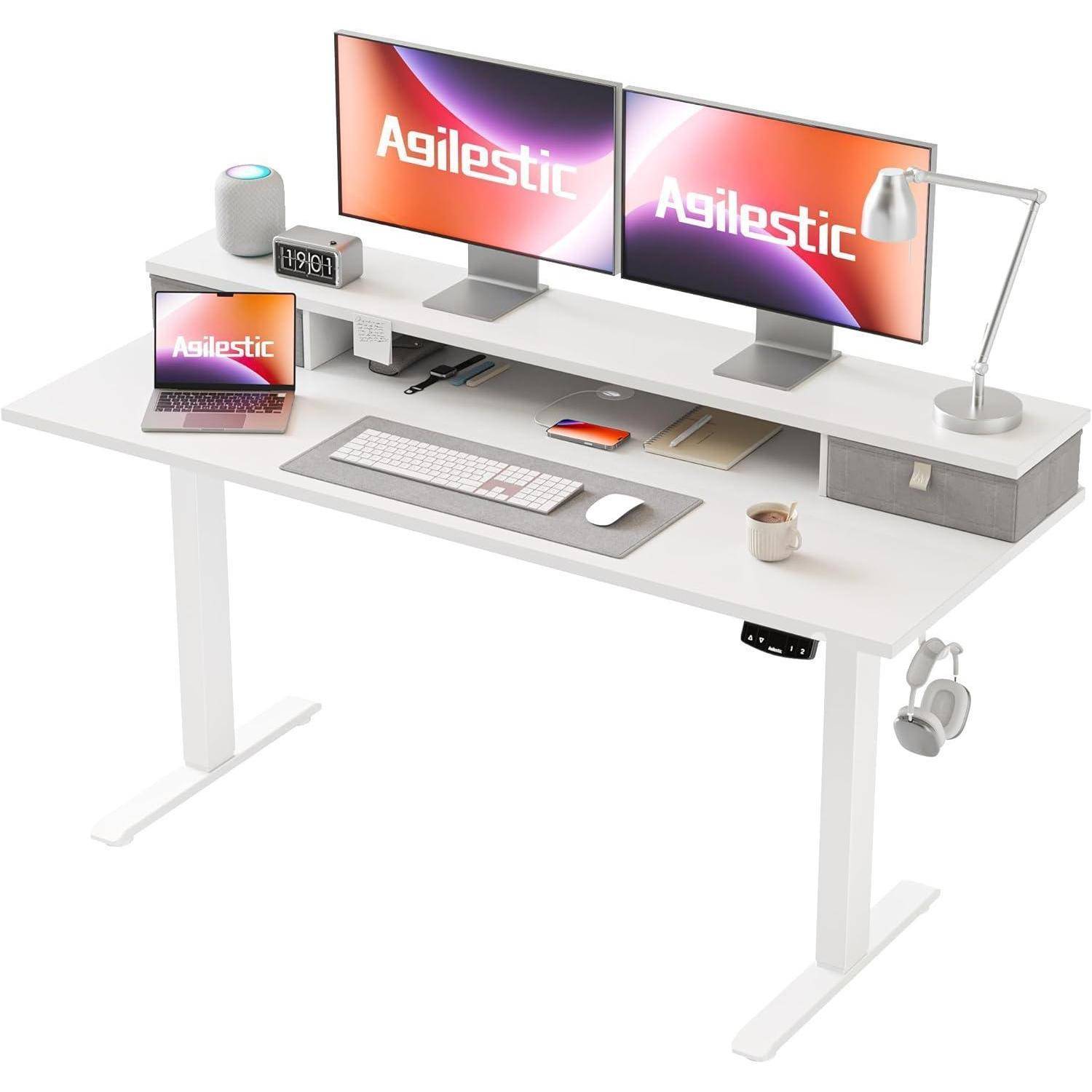 Höhenverstellbarer Schreibtisch 140 x 60 cm mit 2 Schubladen