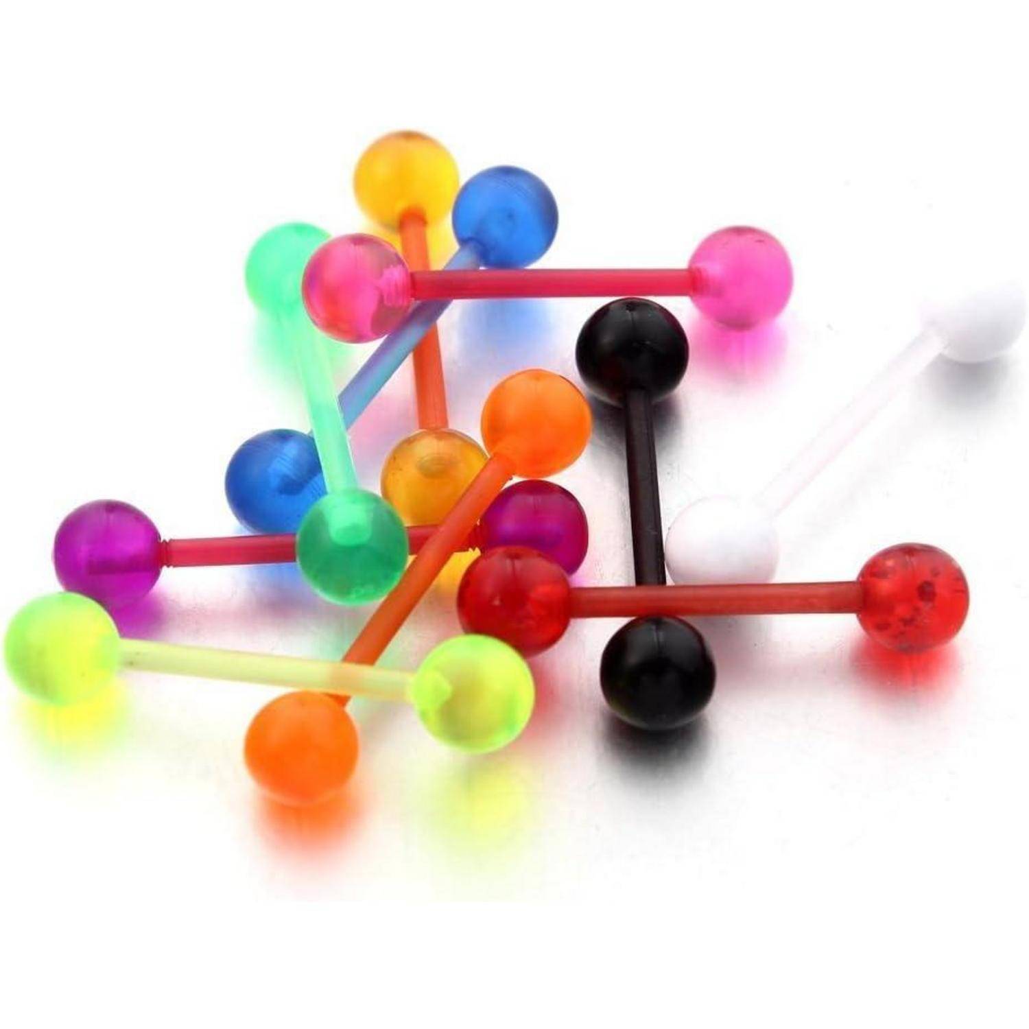 Zungenpiercing Set Leuchtend im Dunkeln Flexibel Kunststoff 14Gauge