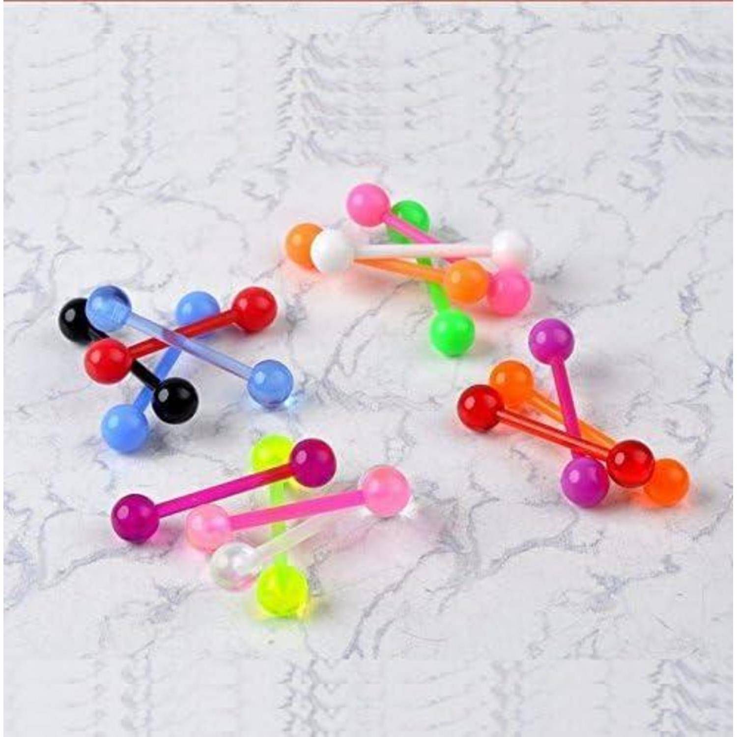 Zungenpiercing Set Leuchtend im Dunkeln Flexibel Kunststoff 14Gauge