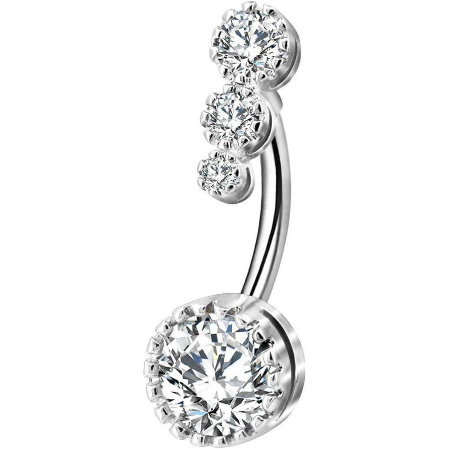 Nabelpiercing 316L Edelstahl Bauchnabelpiercing Clear CZ Navel Rings