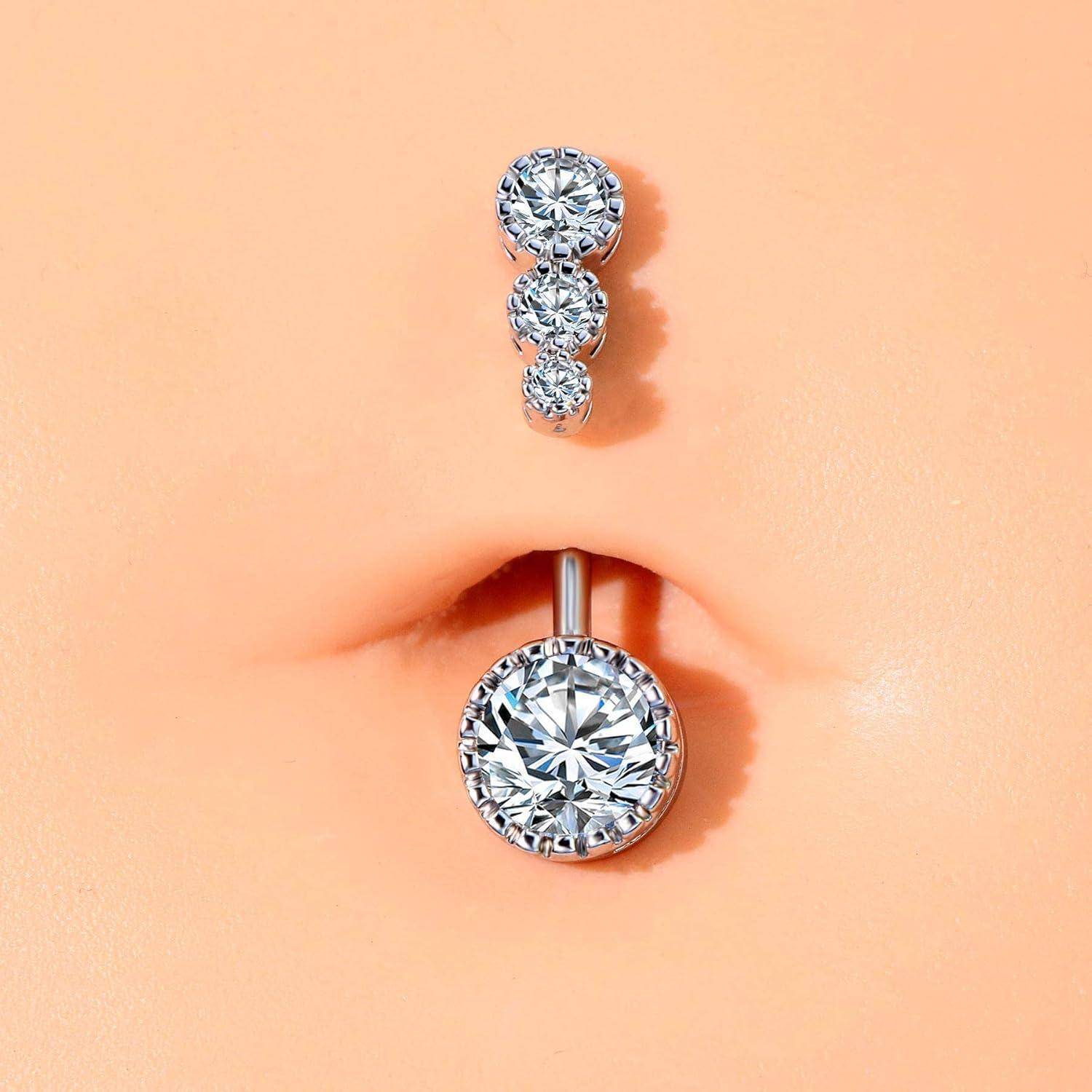 Nabelpiercing 316L Edelstahl Bauchnabelpiercing Clear CZ Navel Rings