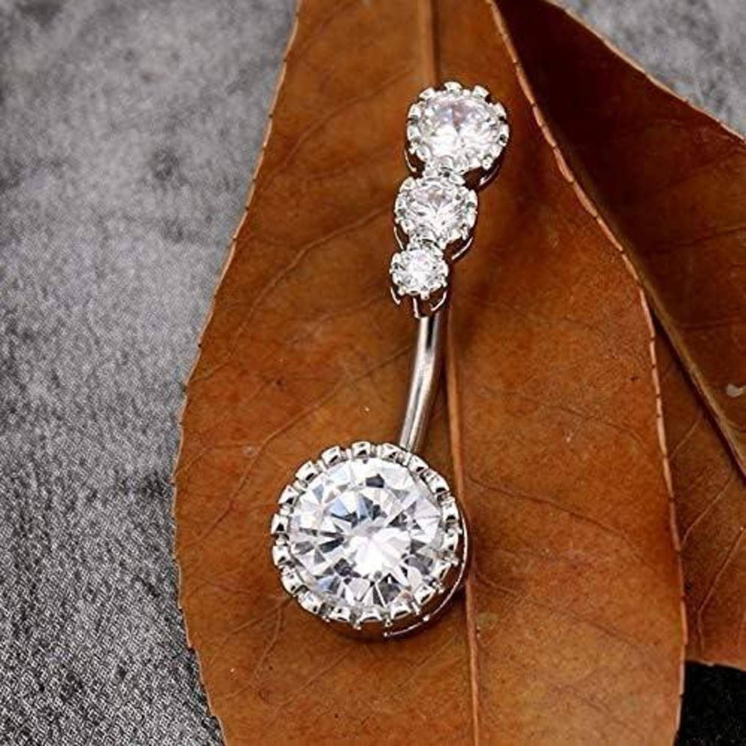 Nabelpiercing 316L Edelstahl Bauchnabelpiercing Clear CZ Navel Rings