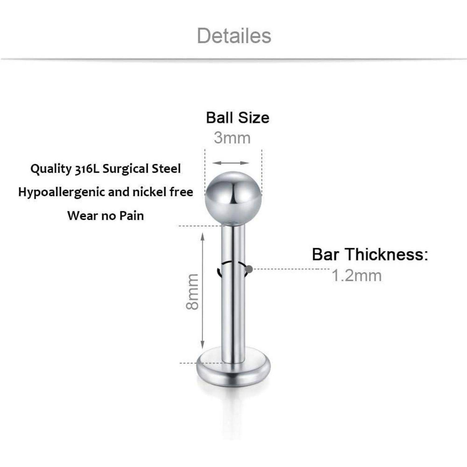 16G Acryl Chirurgenstahl Lippenpiercing Stud Labret Tragus Conch