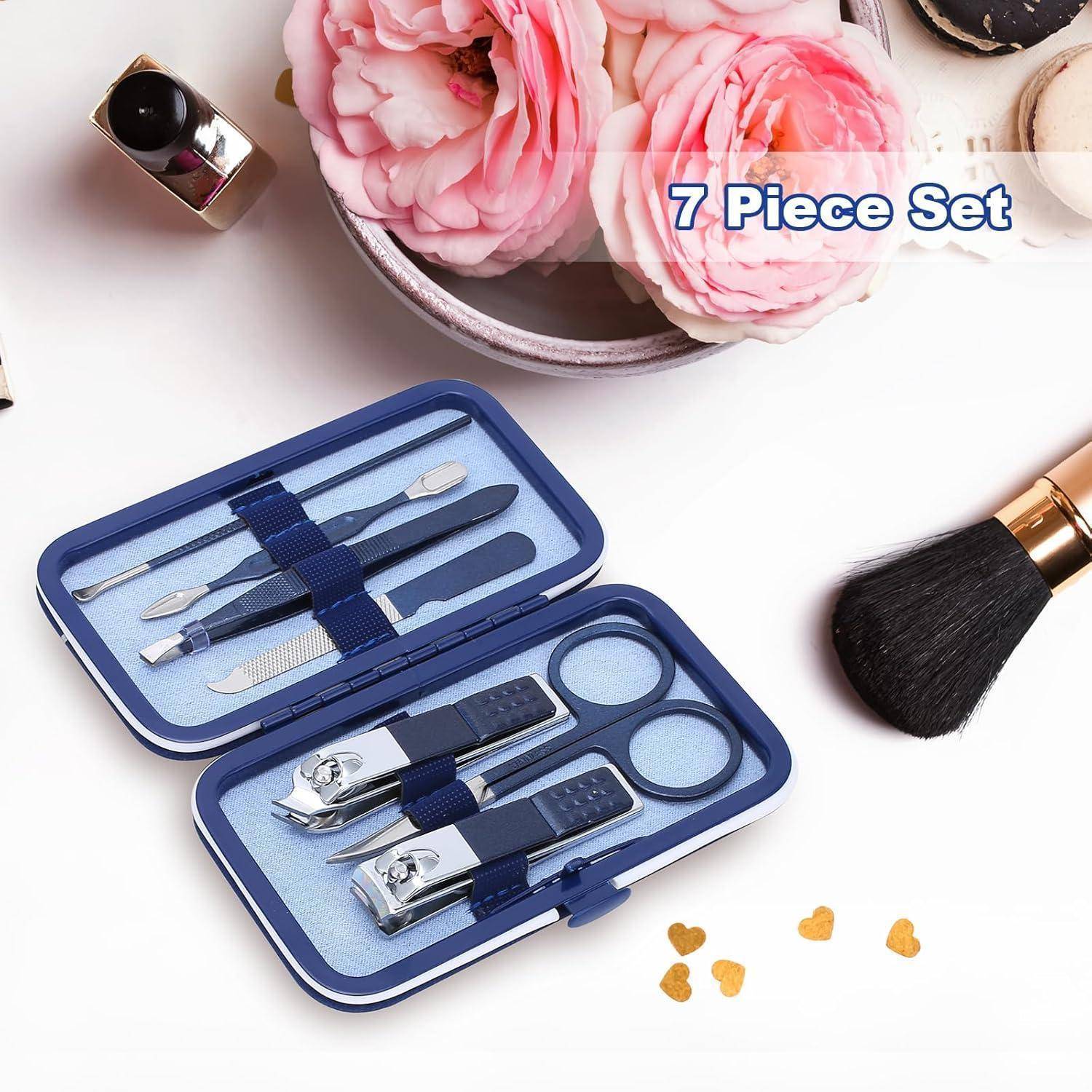 Maniküre Pediküre Set Edelstahl Nagelknipser Nagelhautentferner 7-in-1