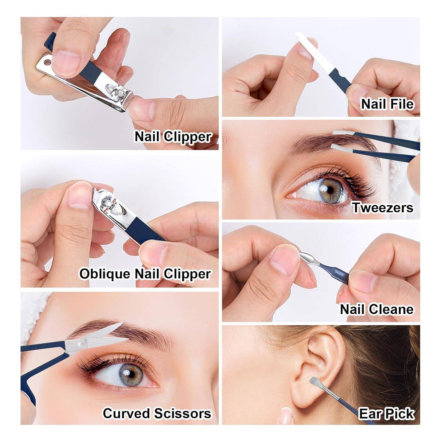 Maniküre Pediküre Set Edelstahl Nagelknipser Nagelhautentferner 7-in-1