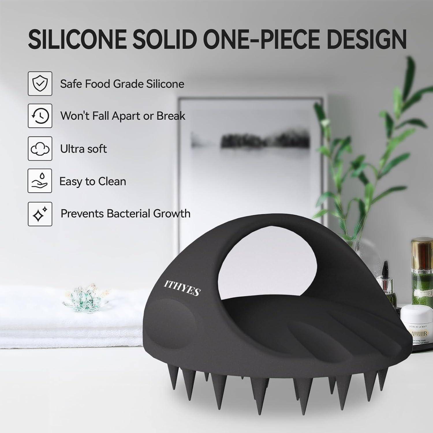 Kopfmassage-Bürste Silikon Scalp Massager Shampoo-Bürste Schwarz