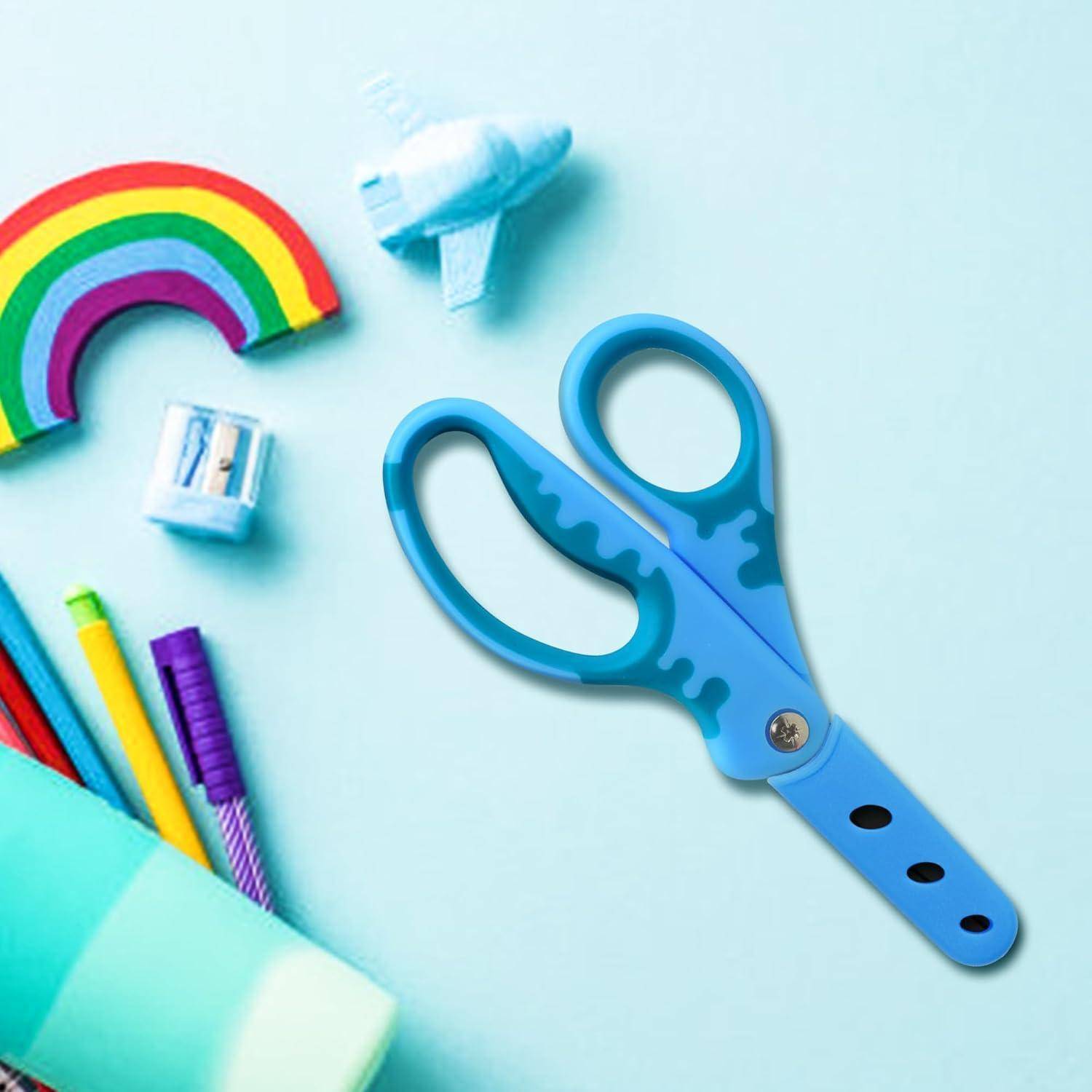 Kinderschere mit Kappen 13,5 cm Schwarz - Sicherheitsschere für Kinder