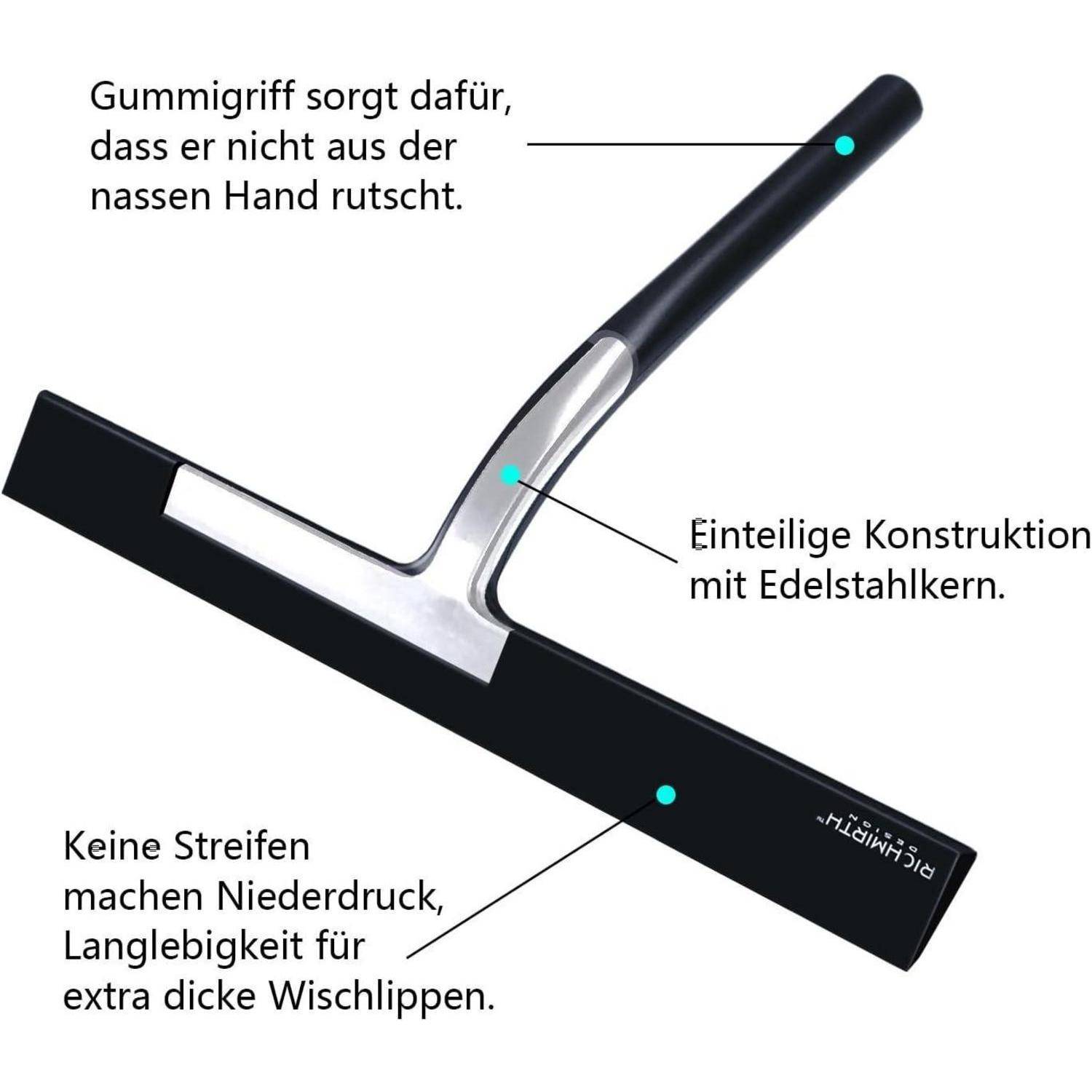 Duschabzieher Set 28 cm Silikon Duschwischer Fensterabzieher Edelstahl