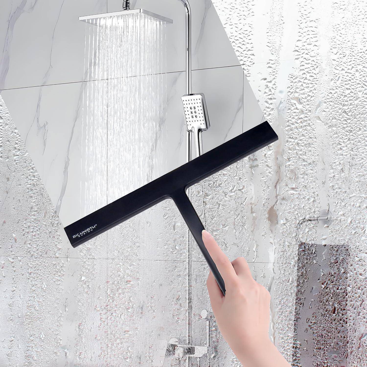 Duschabzieher Set 28 cm Silikon Duschwischer Fensterabzieher Edelstahl
