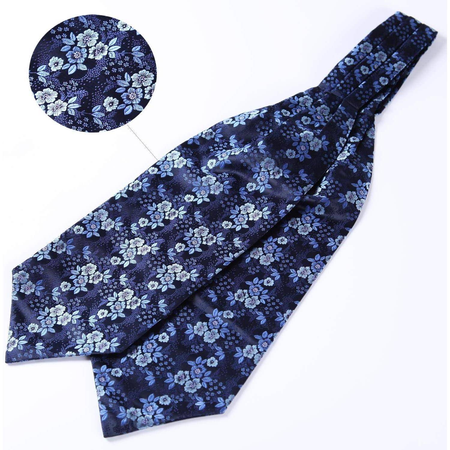 Krawattenschal Herren Hochzeit Paisley Ascot Navy Blau 2 Einheitsgröße