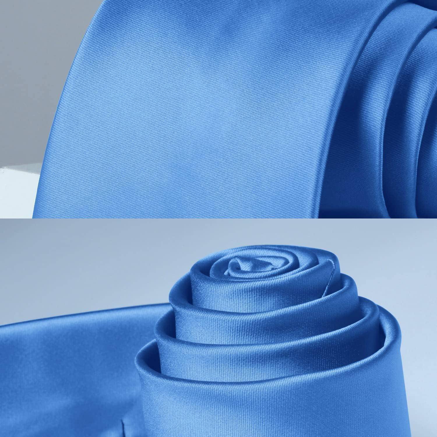 Krawatte Herren Einstecktuch Set Einfarbig Hochzeit Blau Einheitsgröße