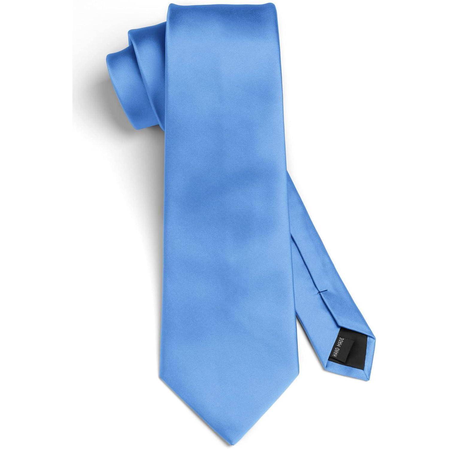 Krawatte Herren Einstecktuch Set Einfarbig Hochzeit Blau Einheitsgröße