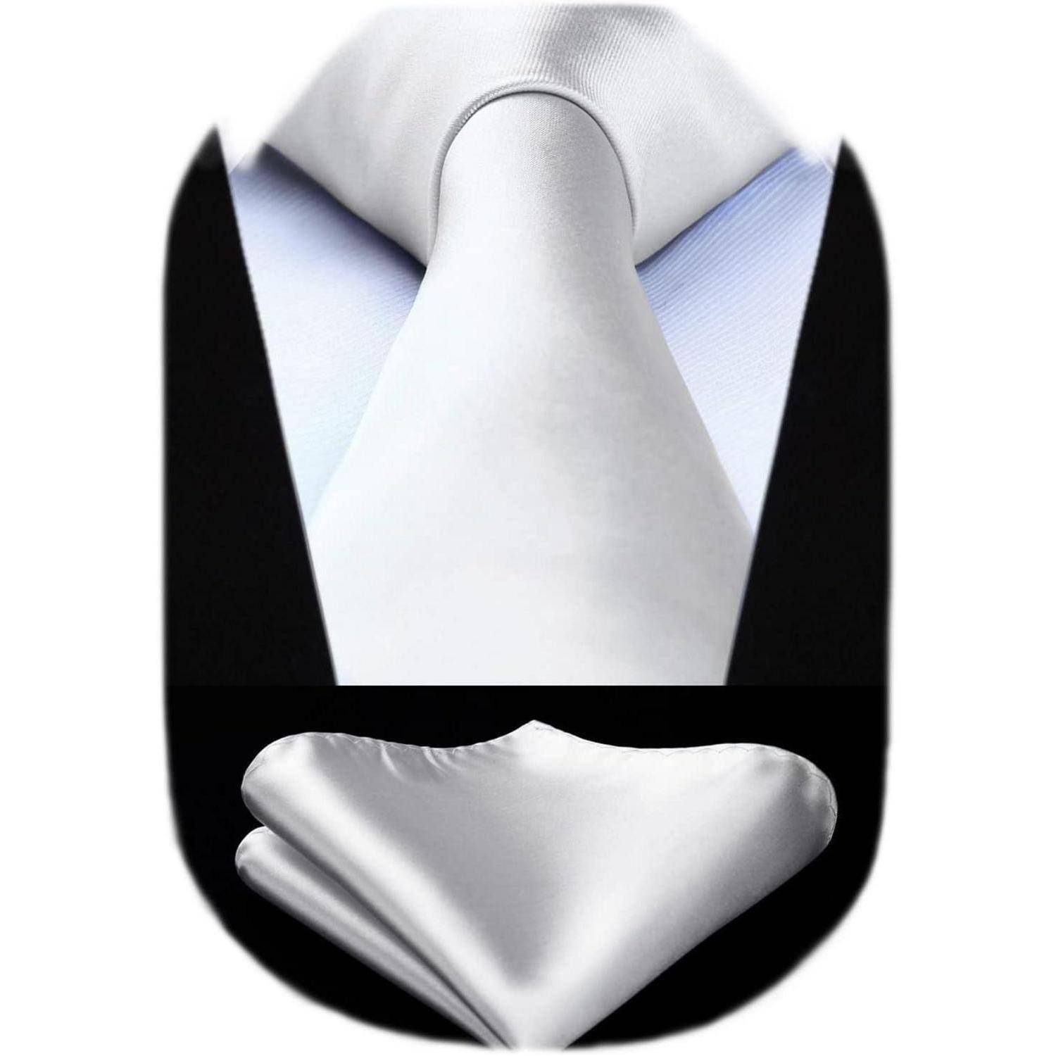 Krawatte Set Herren Einstecktuch einfarbig Hochzeit Weib Einheitsgröße