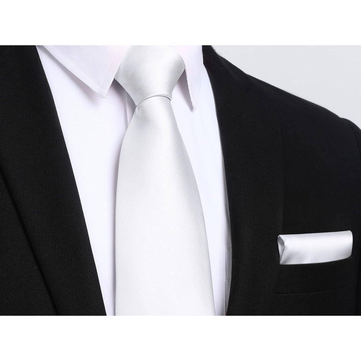 Krawatte Set Herren Einstecktuch einfarbig Hochzeit Weib Einheitsgröße