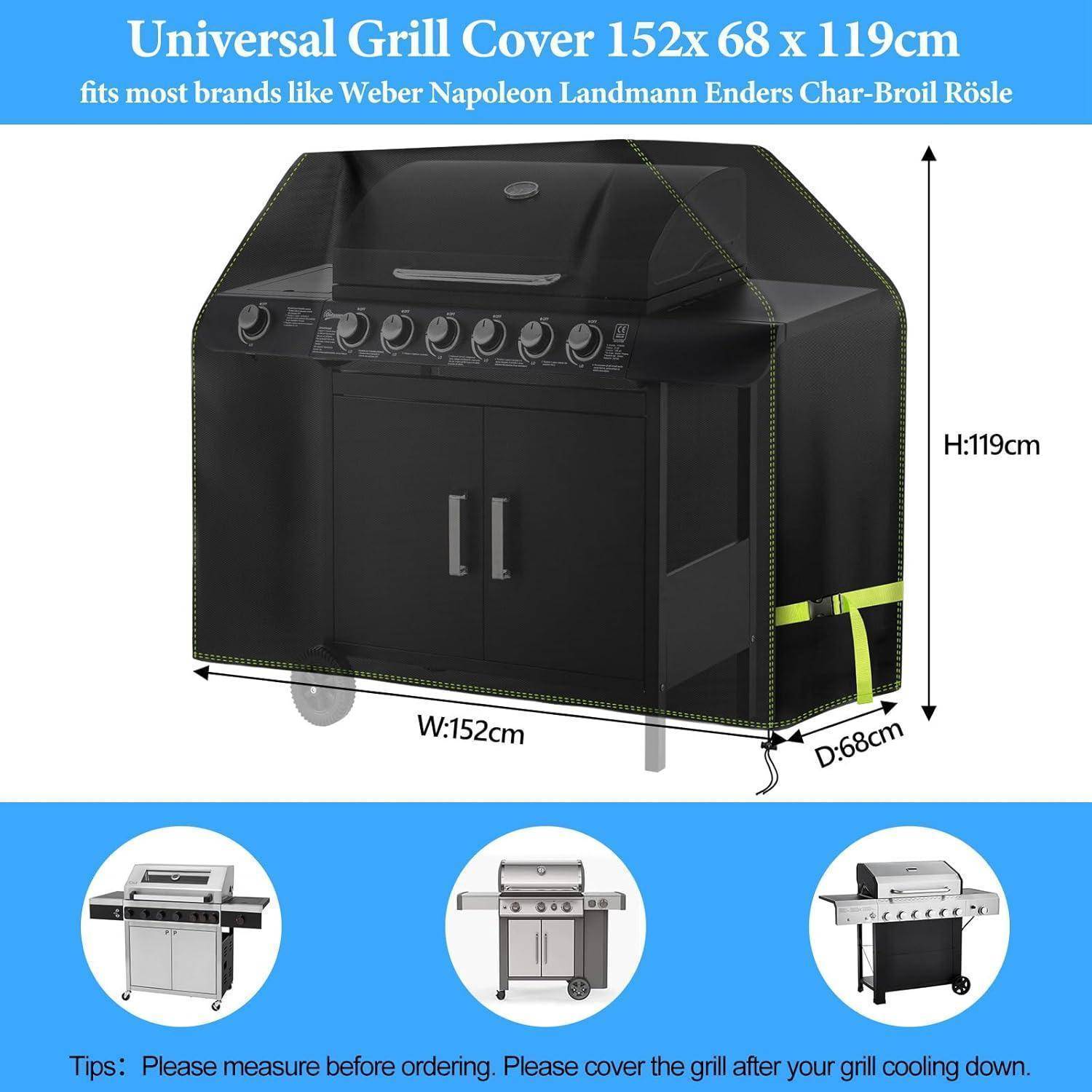 Grillabdeckhaube 420D Oxford Wasserdicht Gasgrill 152 x 68 x 119cm
