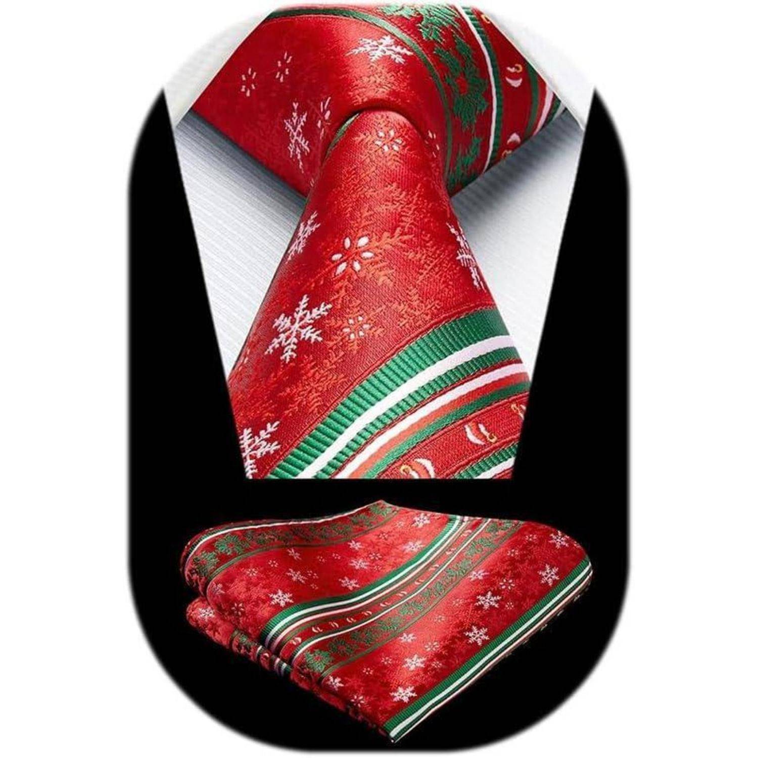 Krawatte Herren Weihnachts Gewebte Party Einstecktuch Rot Grun Weib