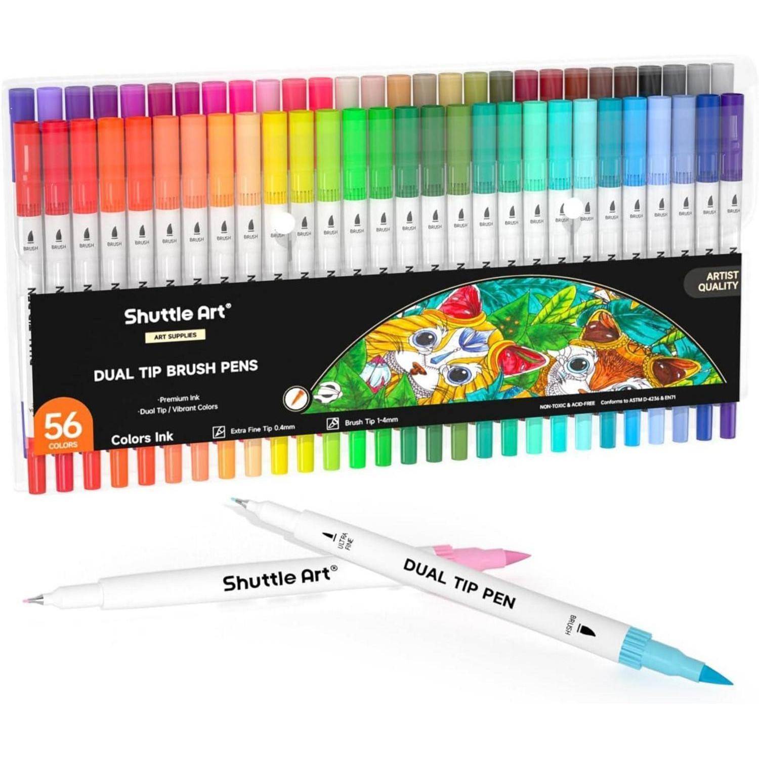 Pinselstifte Aquarell 56 Fasermaler 1-2mm Fineliner 0,4mm Mehrfarbig