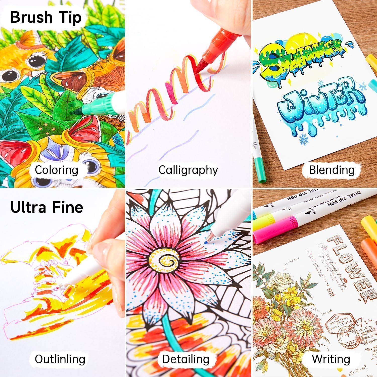 Pinselstifte Aquarell 56 Fasermaler 1-2mm Fineliner 0,4mm Mehrfarbig