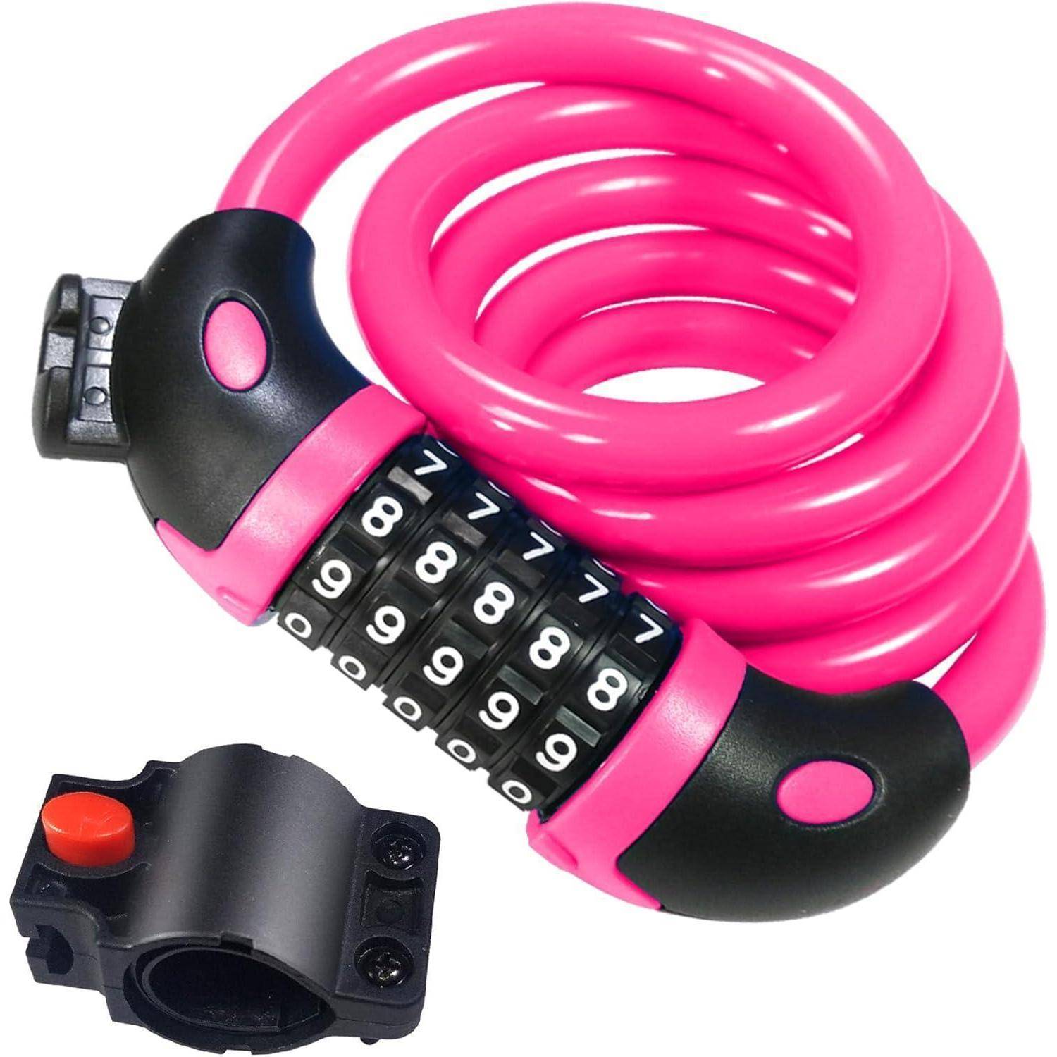 Fahrradschloss Kabelschloss 120cm 12mm 5stellig Rosa