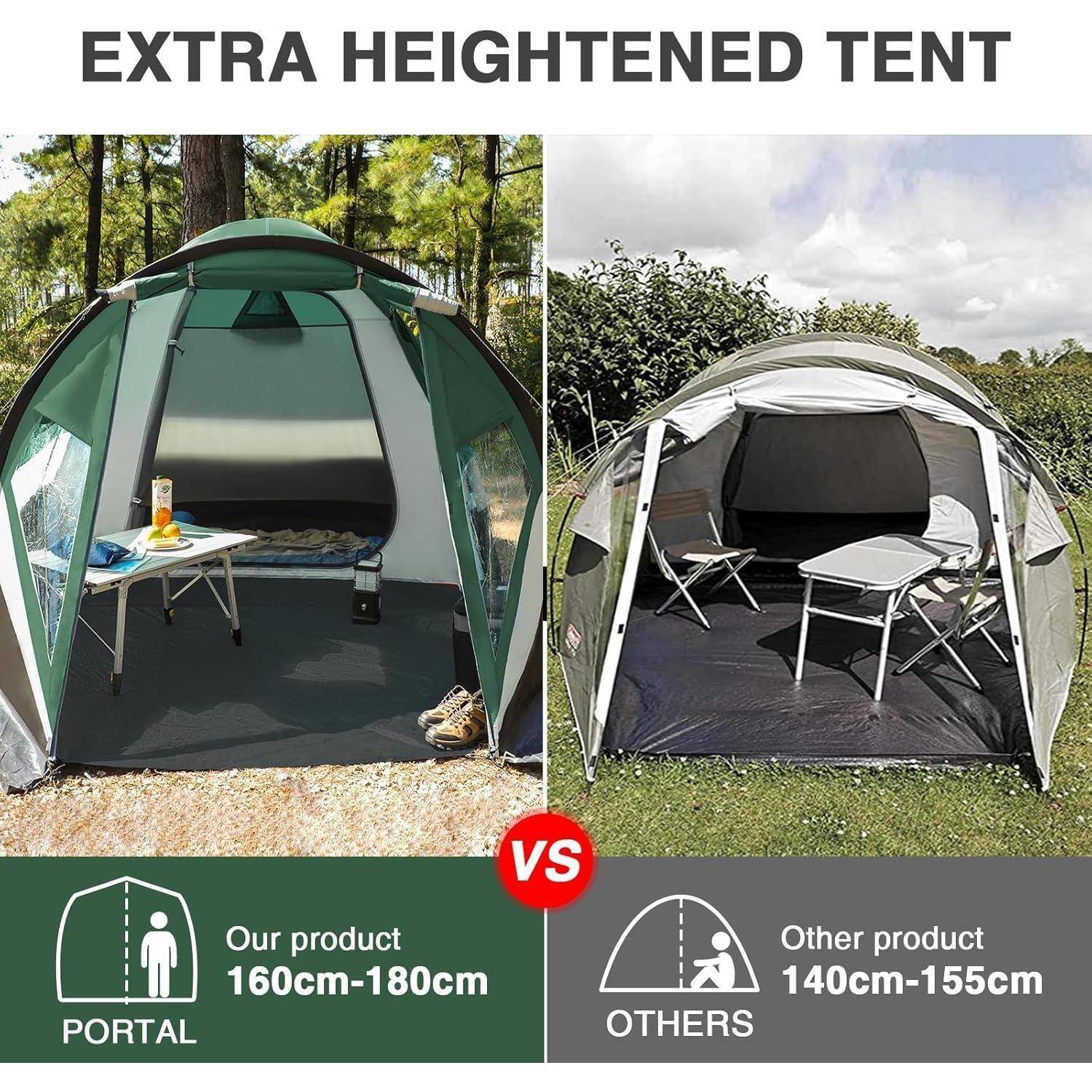 Zelt Kuppelzelt 4 Personen 180cm 3000mm wasserdicht Grün