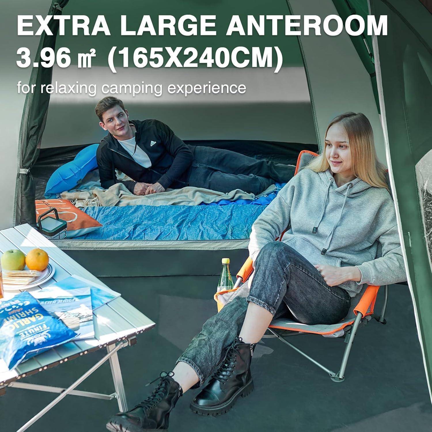 Zelt Kuppelzelt 4 Personen 180cm 3000mm wasserdicht Grün
