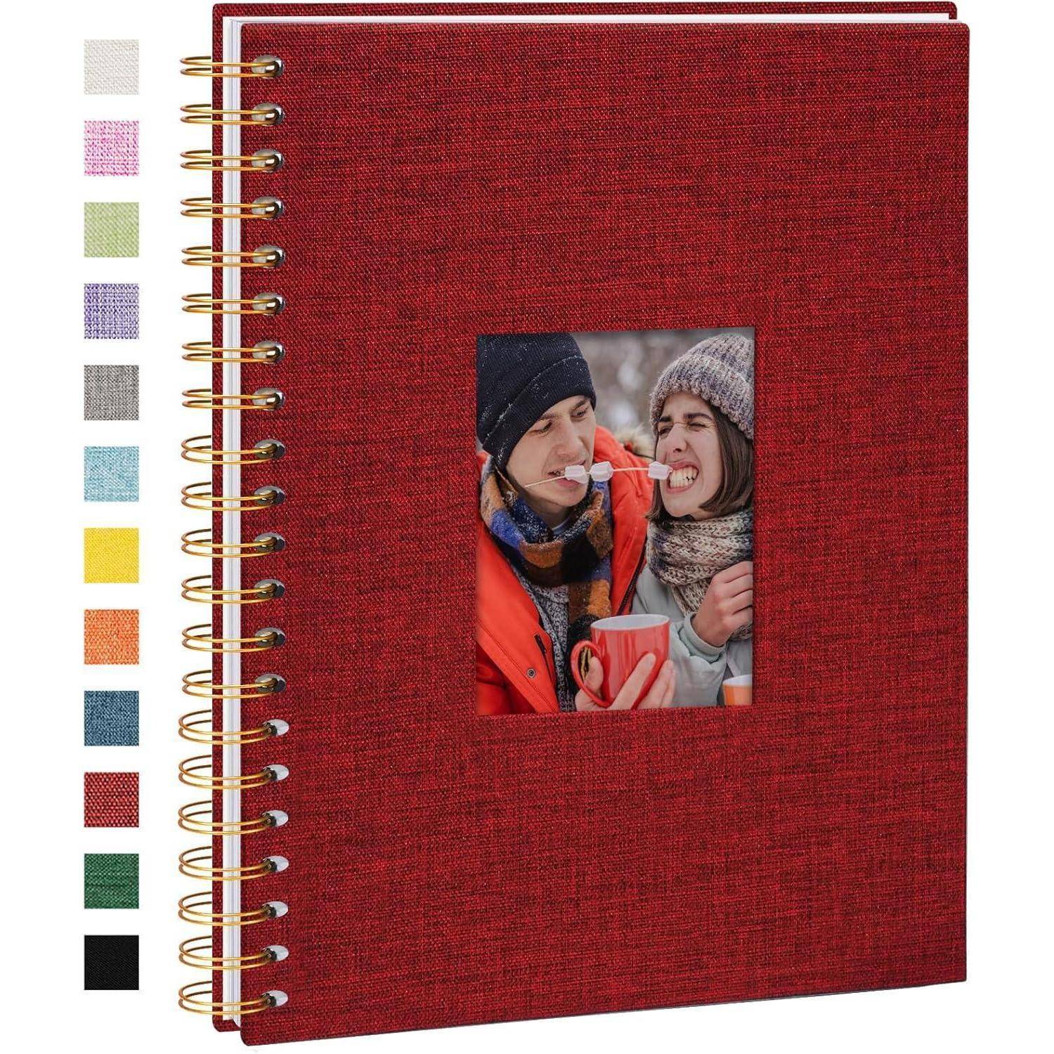 Fotoalbum Spiralalbum Scrapbook DIY Leinen 28 x 20,5 cm 80 Seiten Rot