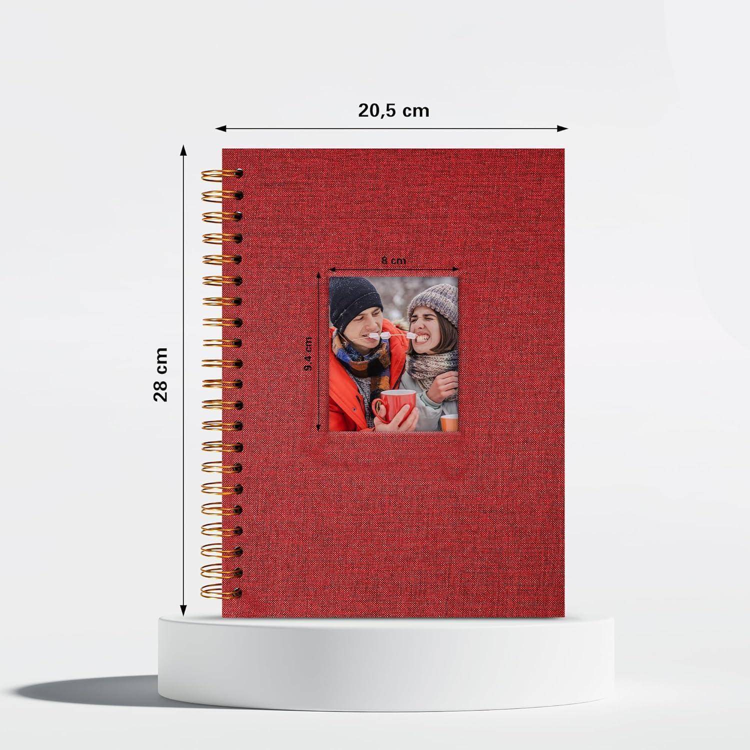 Fotoalbum Spiralalbum Scrapbook DIY Leinen 28 x 20,5 cm 80 Seiten Rot