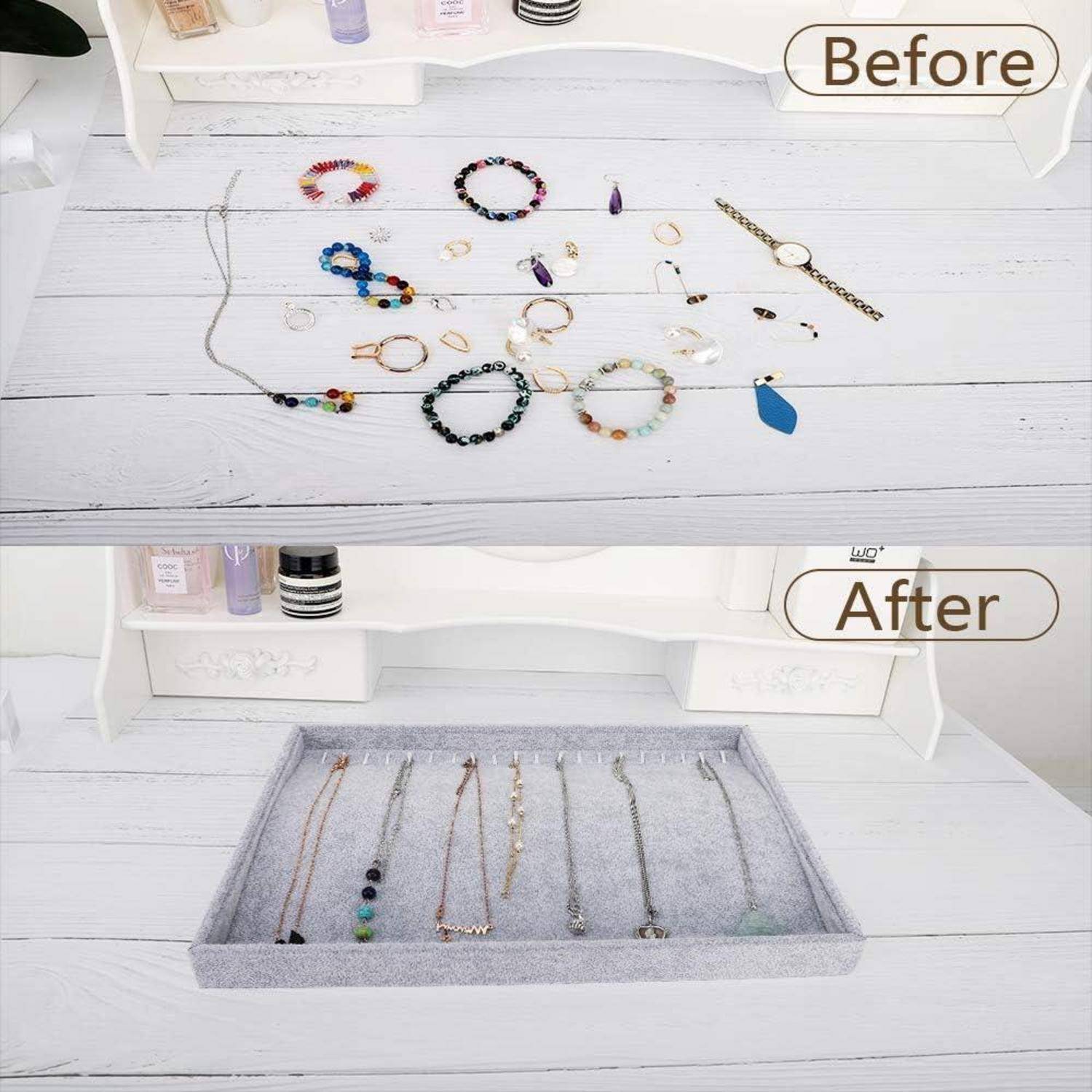 Schmucktablett 20 Haken Ring Organizer J-20 Haken mit deckel-grau