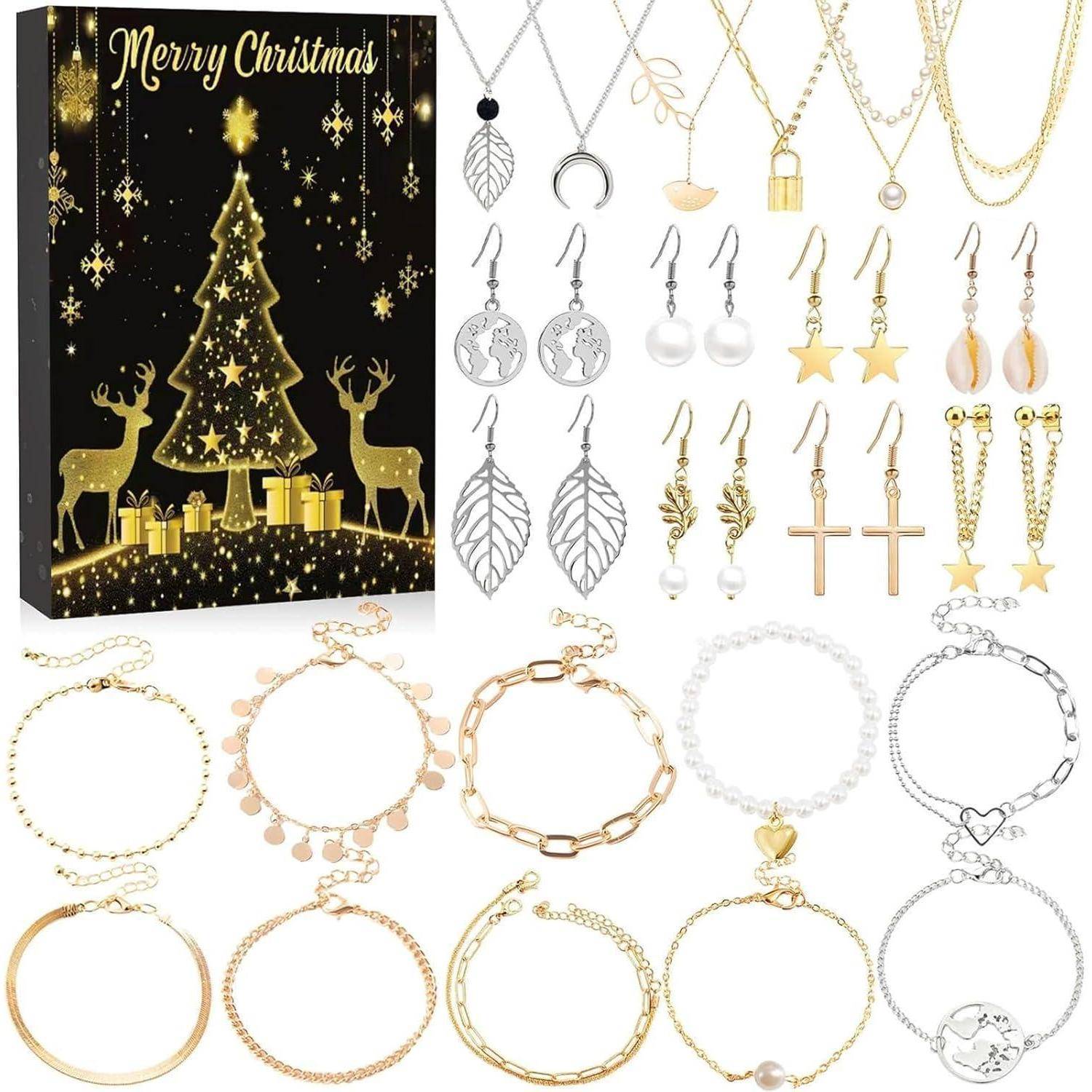 Adventskalender Schmuck 2025 Damen DIY Armbänder Halsketten B