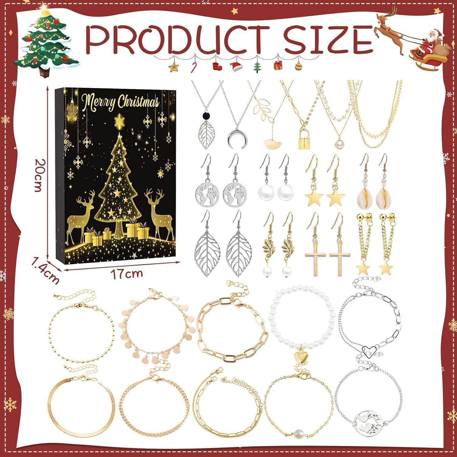 Adventskalender Schmuck 2025 Damen DIY Armbänder Halsketten B