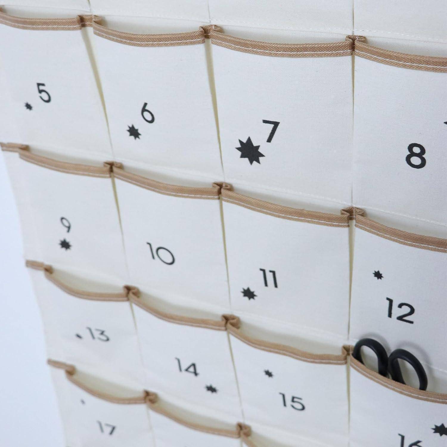 Adventskalender Stoff 50x120cm 24 Taschen Wandteppich Schwarz