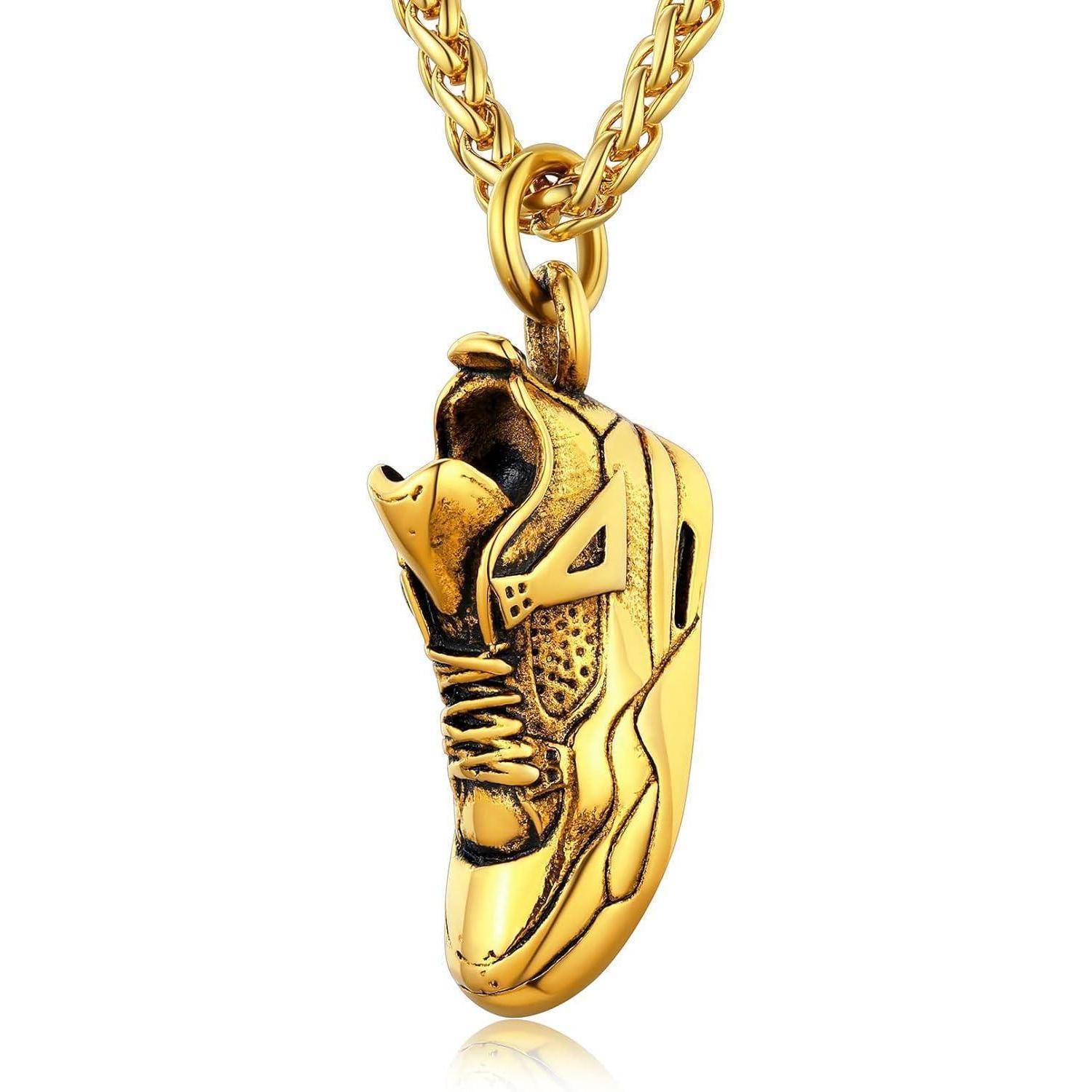 Halskette Herren Anhänger Sneaker Schuhform Edelstahl Gold