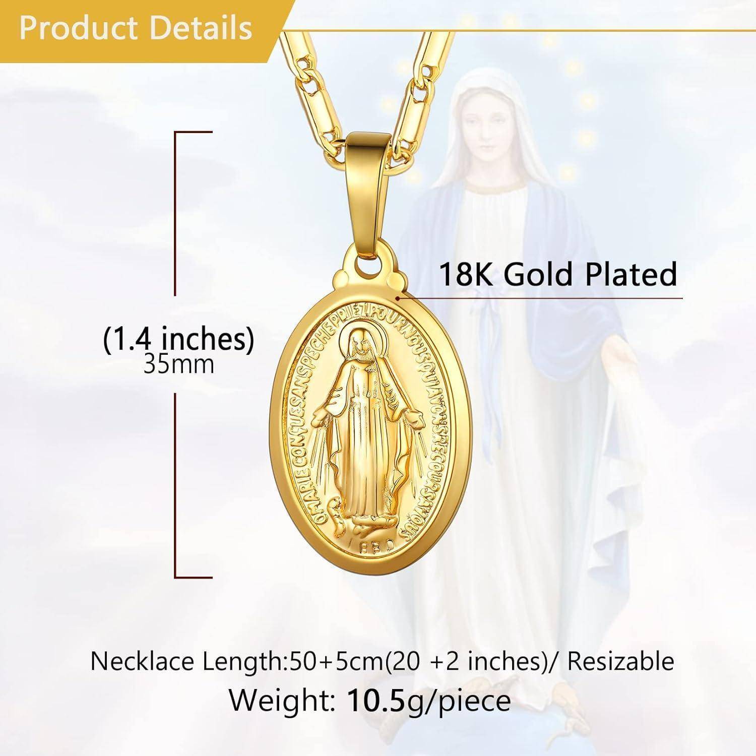 Kette Damen Herren Jungfrau Maria 925 Silber Oval Anhänger 01: Gold