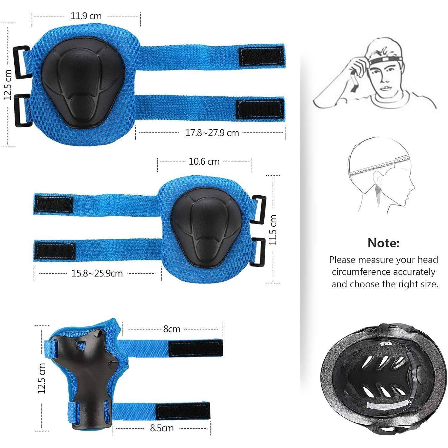 Helm Kinder Skatehelm Protektoren Knieschoner Inliner Blau