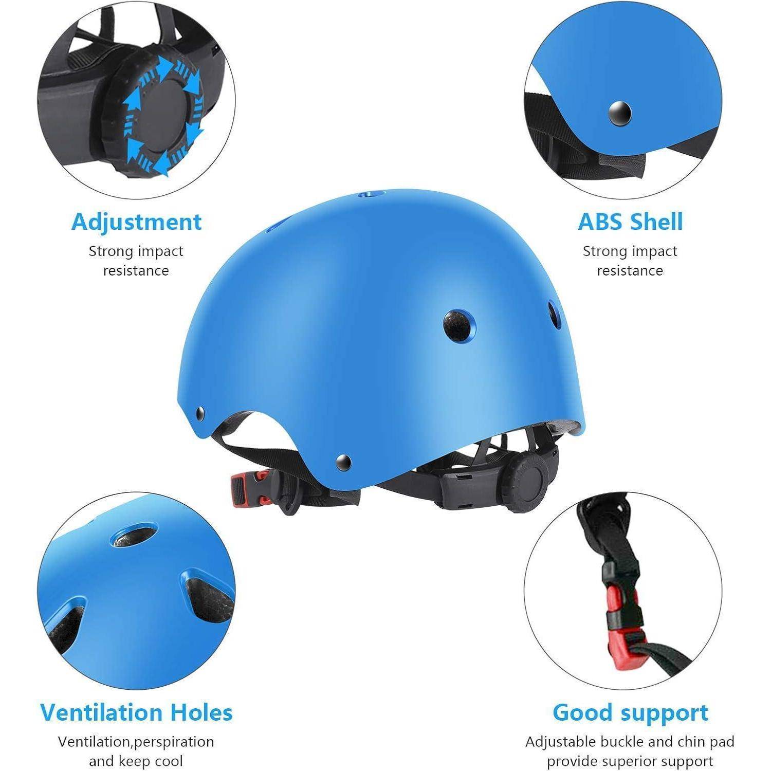 Helm Kinder Skatehelm Protektoren Knieschoner Inliner Blau