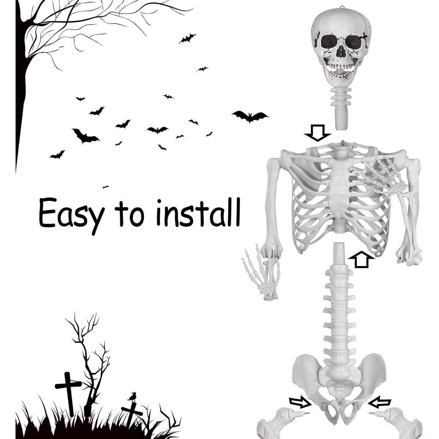 Plastikskelett Halloween 240cm Ganzkörper Gelenke Garten 6