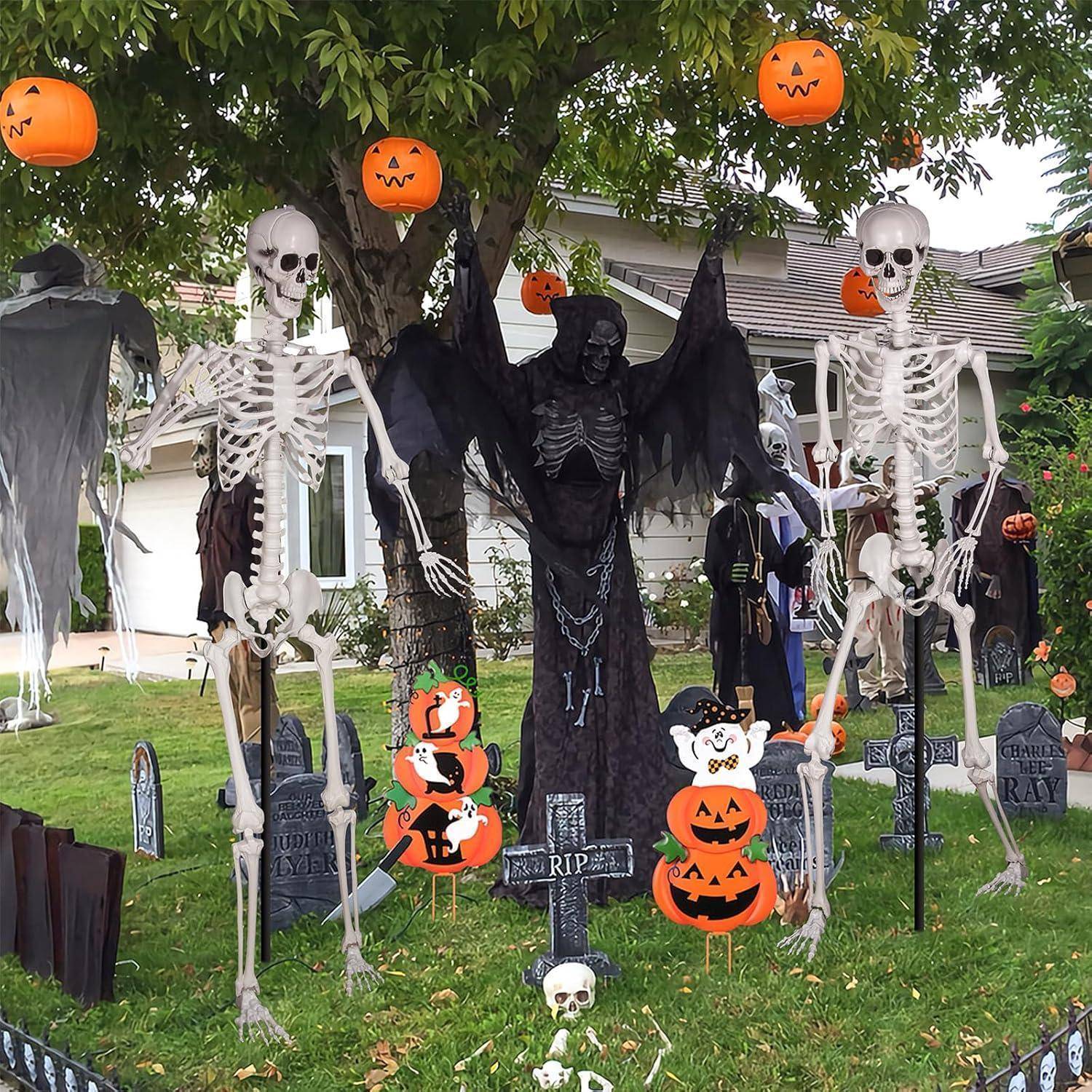 Plastikskelett Halloween 240cm Ganzkörper Gelenke Garten 6