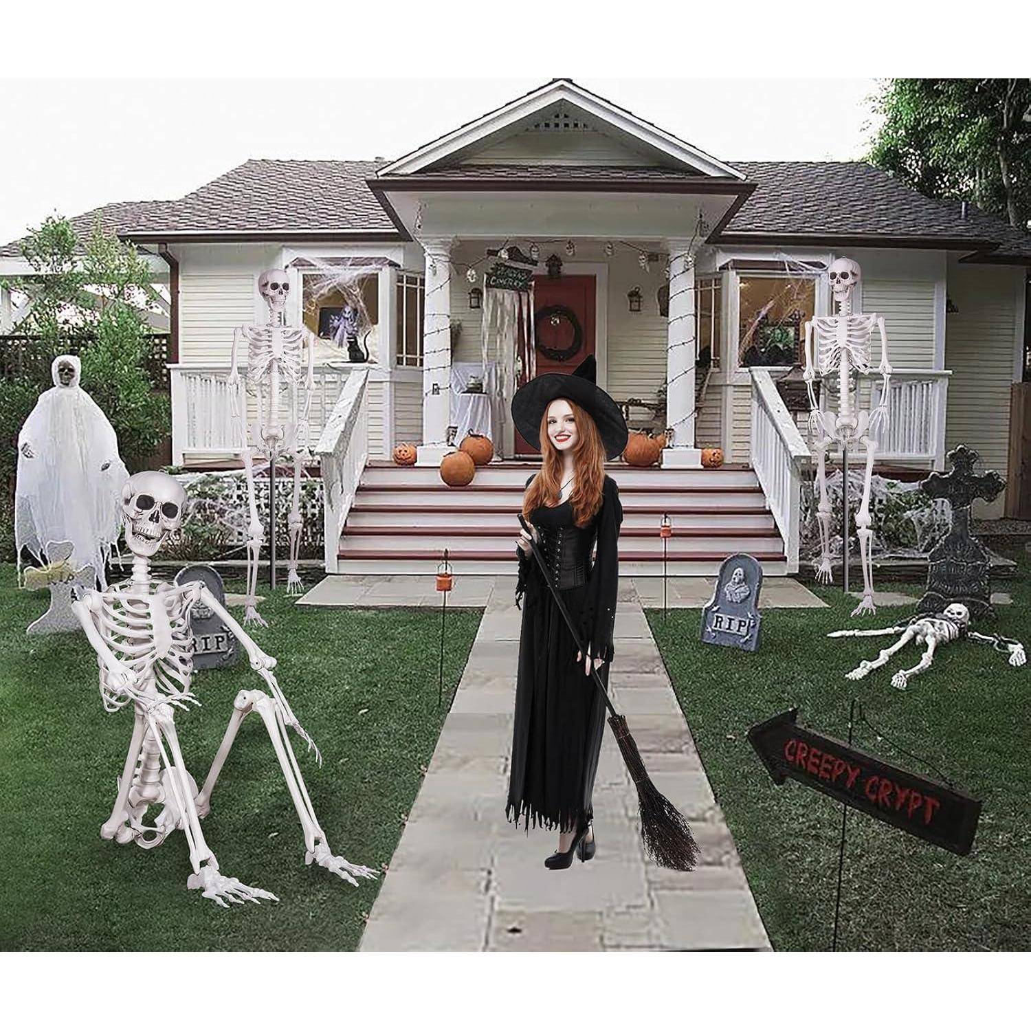 Plastikskelett Halloween 240cm Ganzkörper Gelenke Garten 6