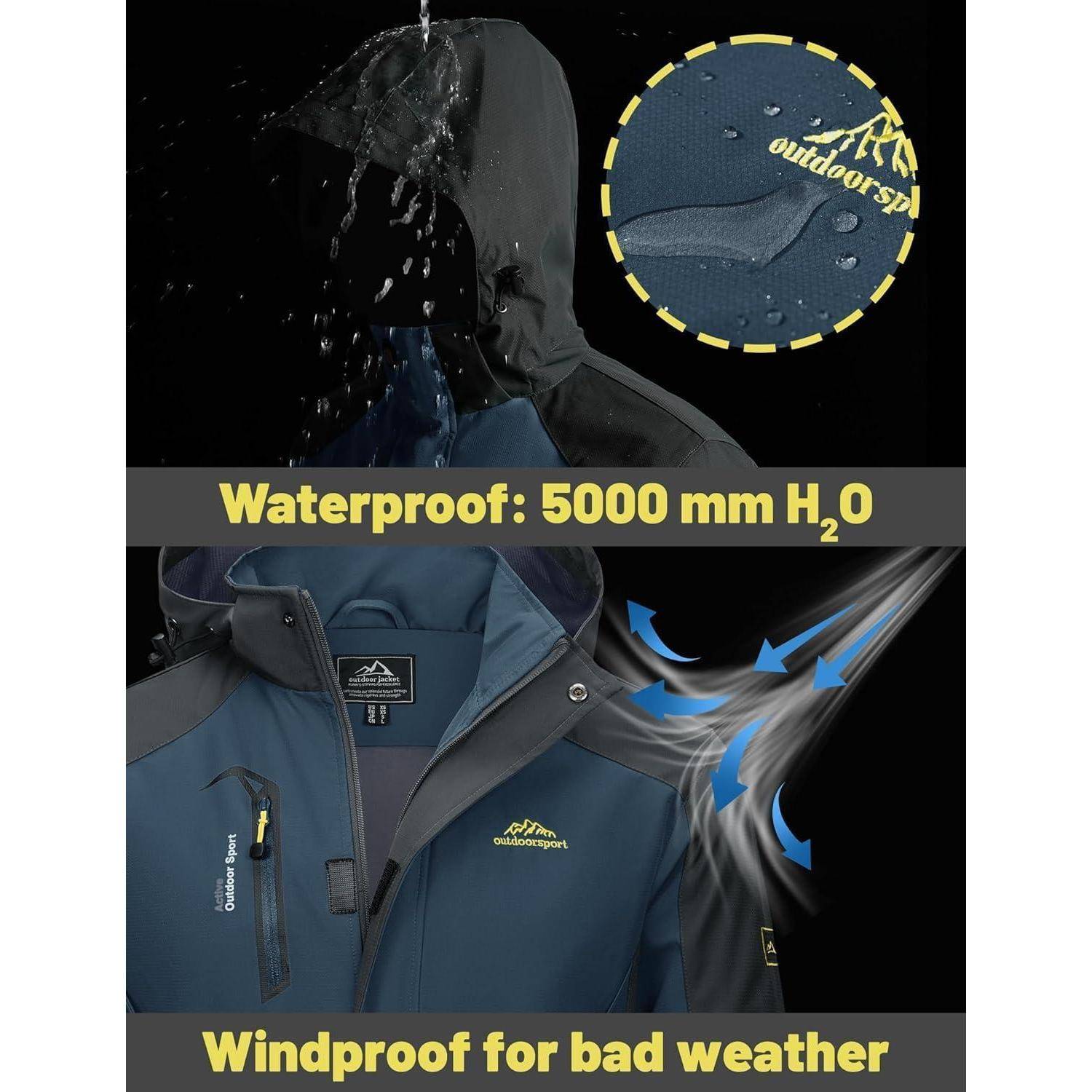 Übergangsjacke Herren Softshelljacke Regenjacke Kapuze XL Marine Blau