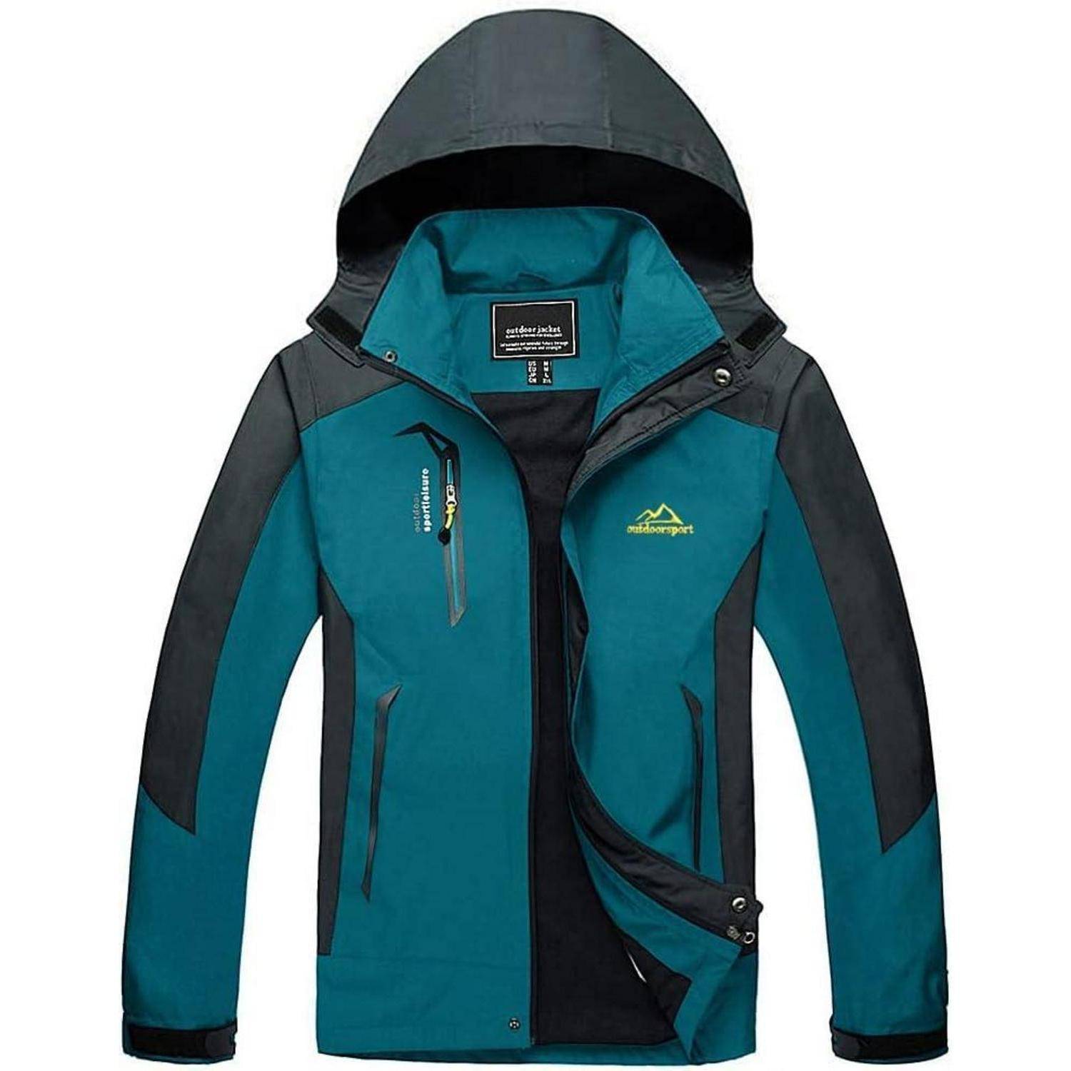 Softshelljacke Herren wasserabweisend abnehmbare Kapuze S See Blau